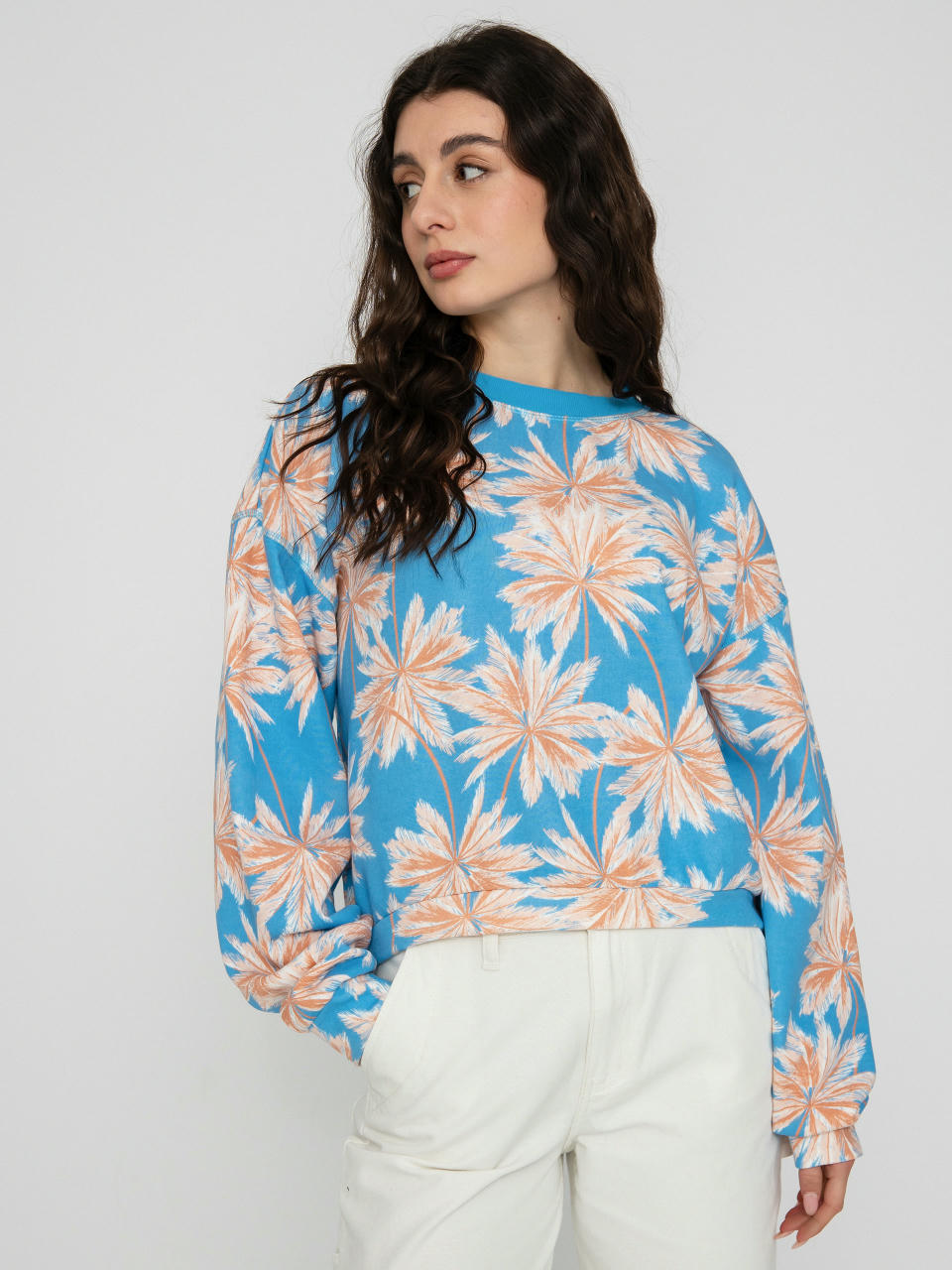 Roxy Off To The Beach Sweatshirt Wmn (azure blue palm island)