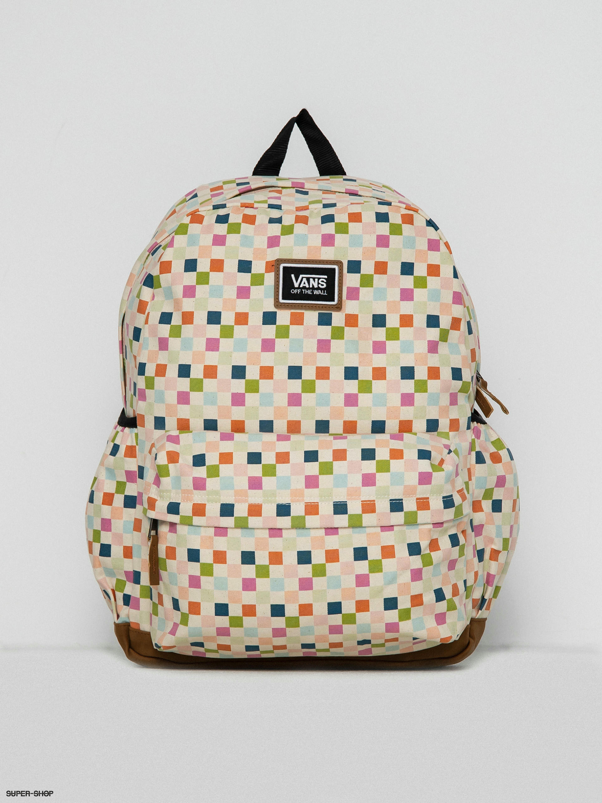 Vans realm on sale rose checkerboard backpack