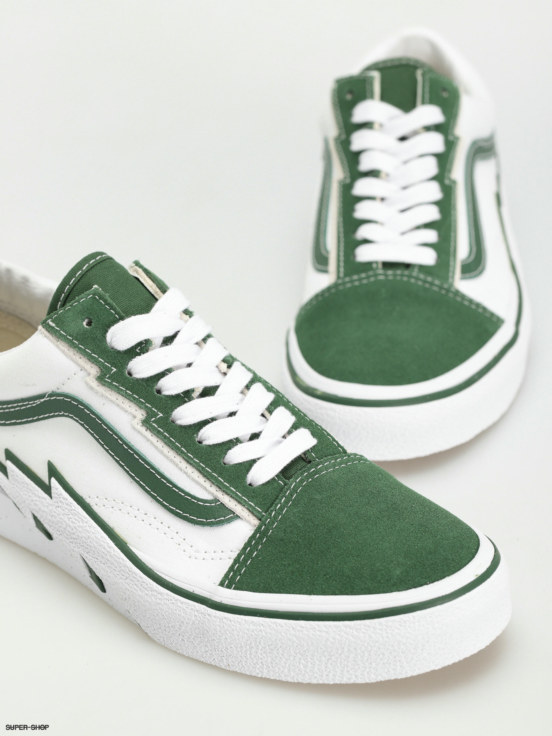 Vans old skool deep grass clearance green & true white shoes