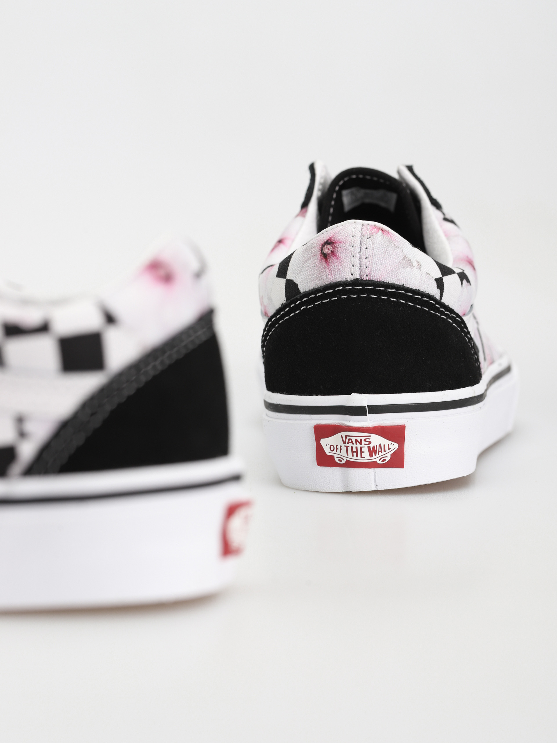 White vans 2024 with pink roses