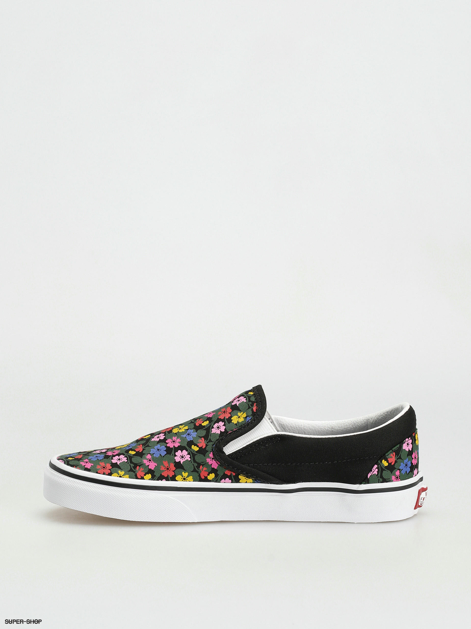 Black vans sales with white flowers