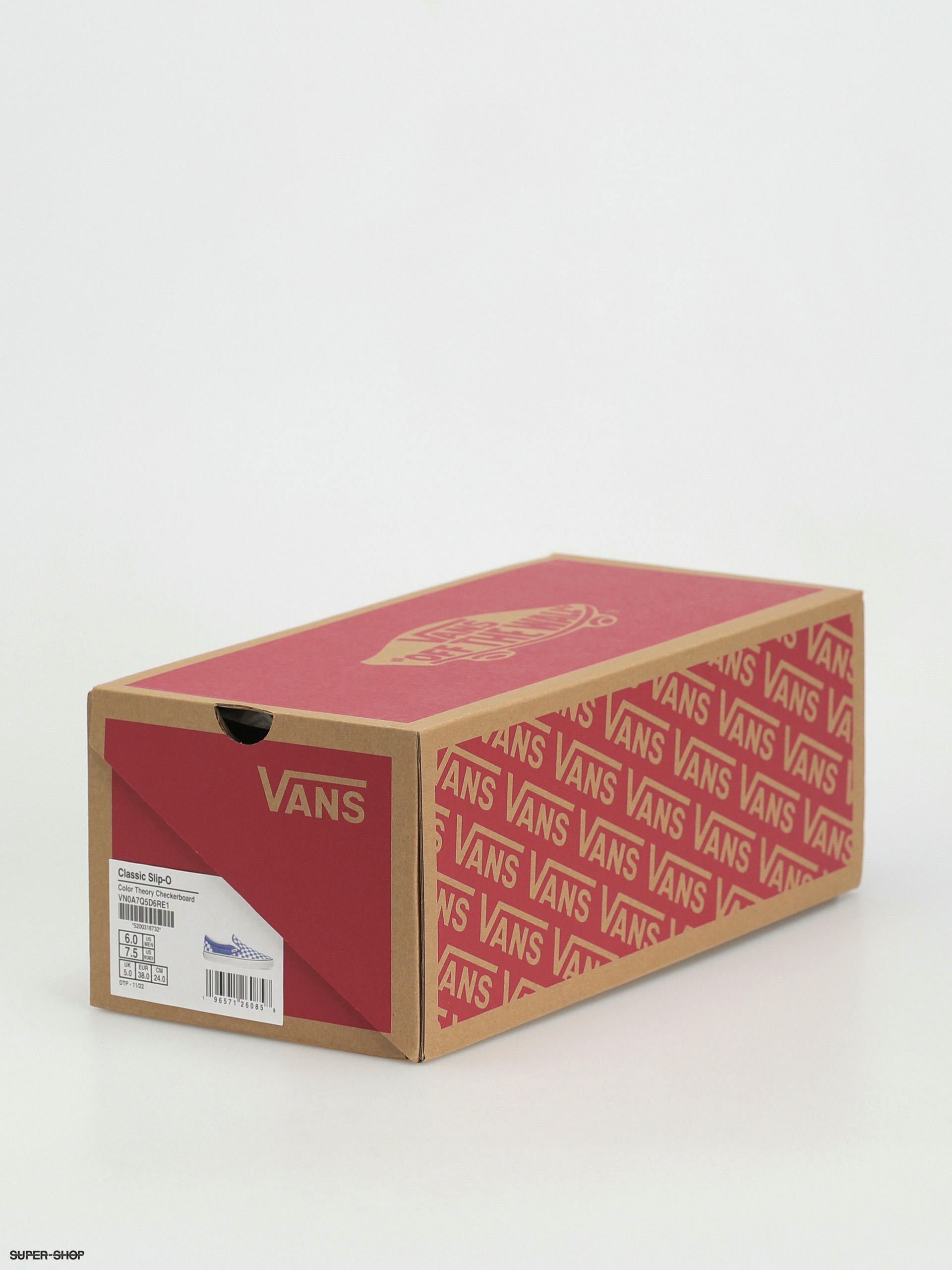 Vans slip on sale checkerboard red blue