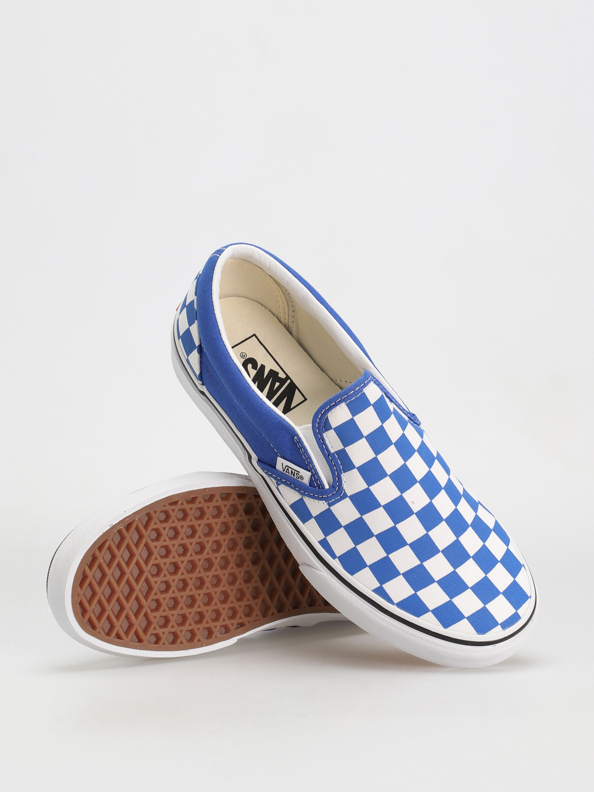 Vans Classic Slip On Shoes (color theory checkerboard dazzling blue)