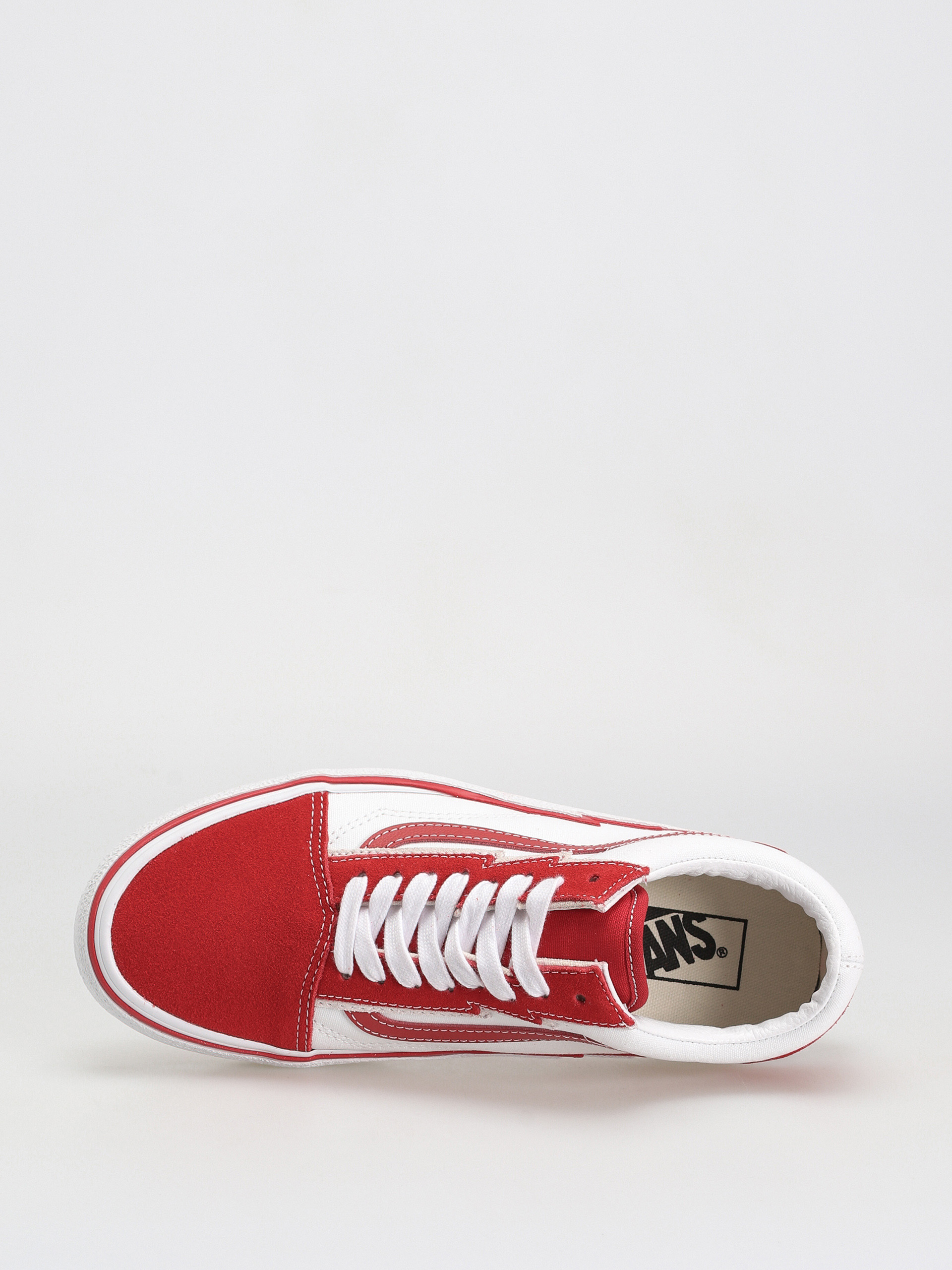 Vans old skool red hotsell true white