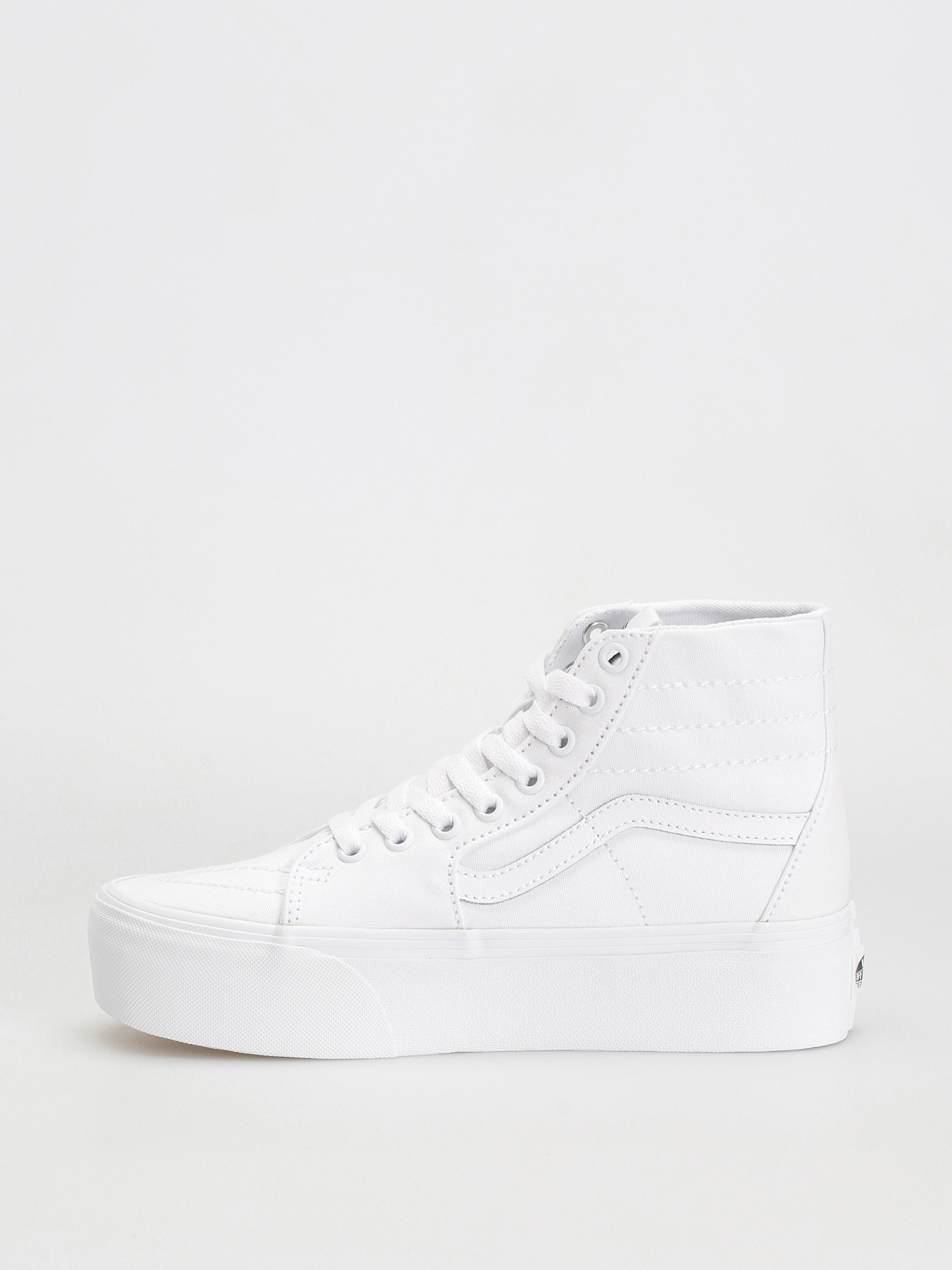 White high top vans with best sale black stripe