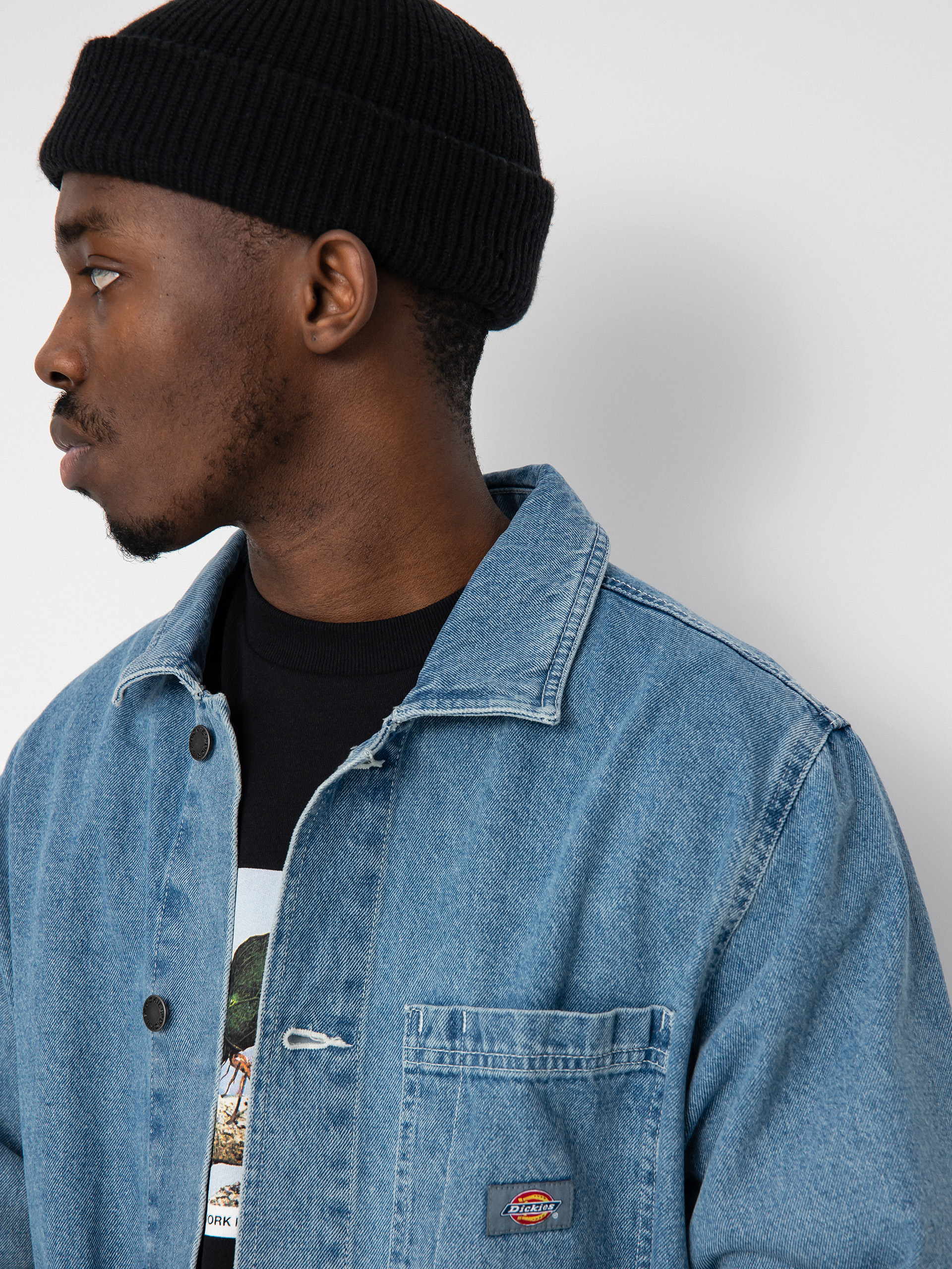 Dickies Denim Unlined Chore Coat Jacket (light wash)