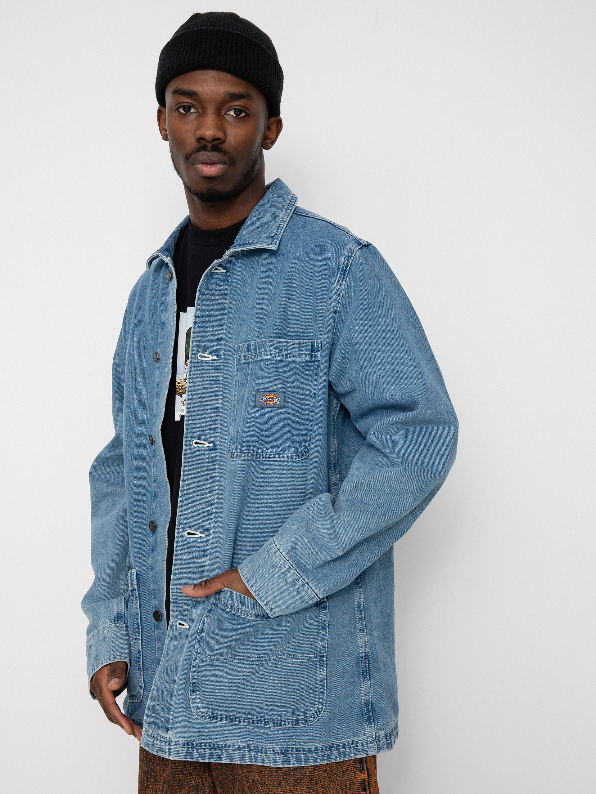 Dickies Denim Unlined Chore Coat Jacket (light wash)