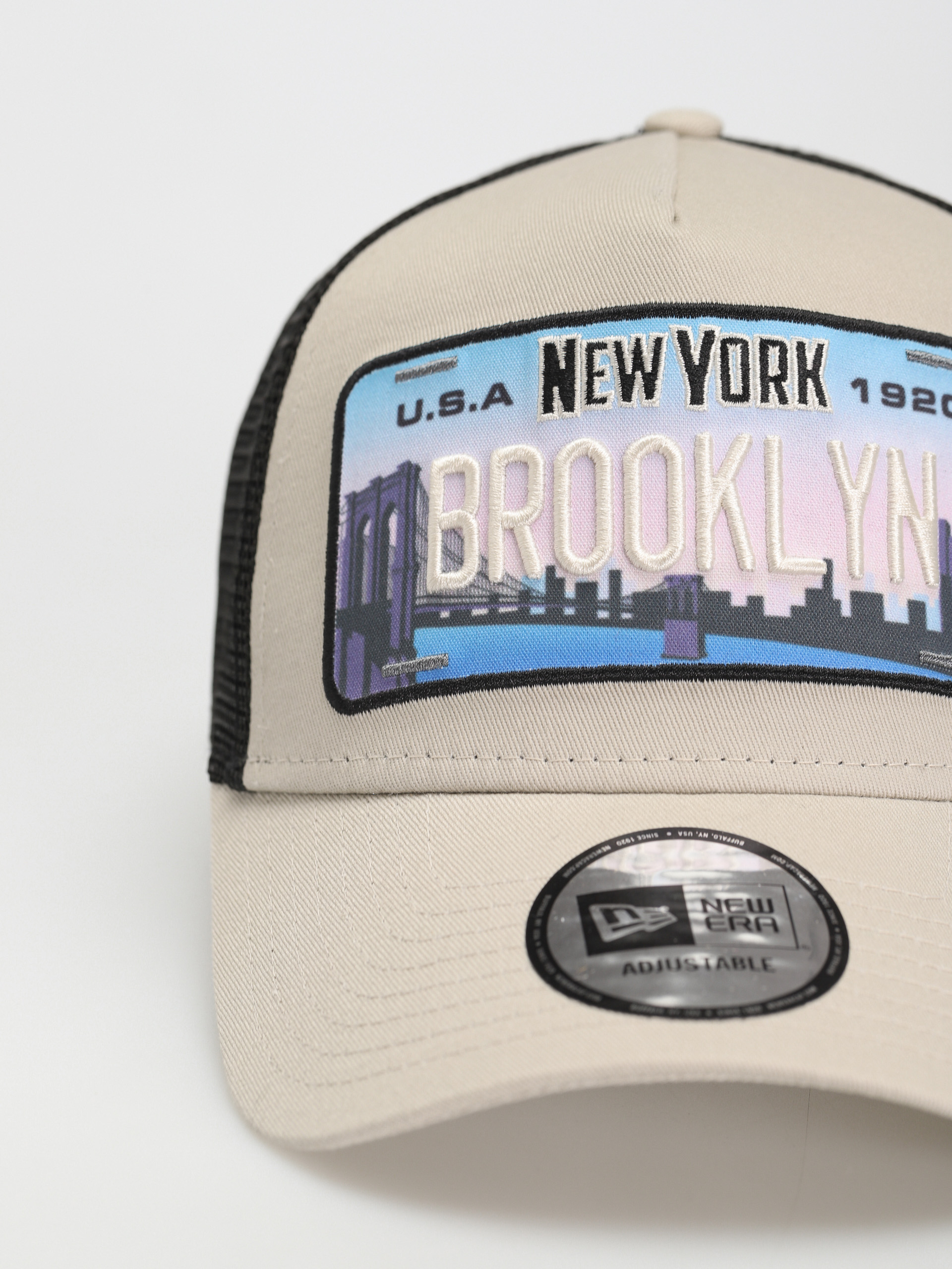 New Era License Plate Trucker Cap (stone)