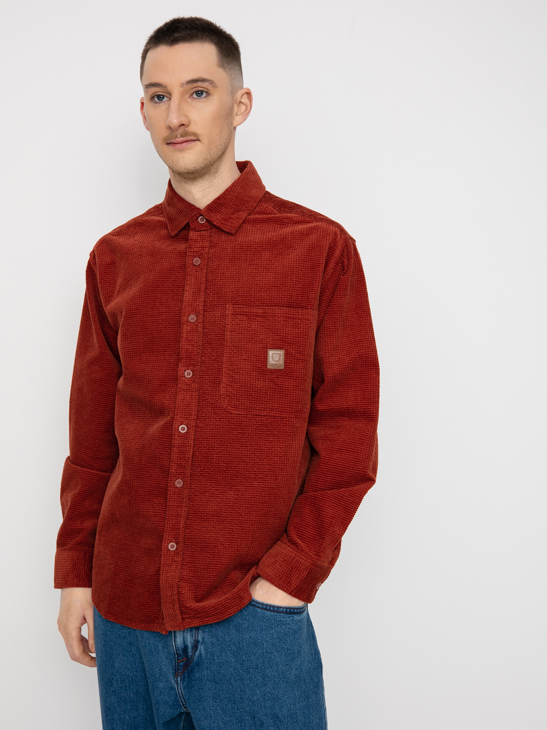 Brixton Porter Waffle Corduroy Ls Shirt (burnt henna)
