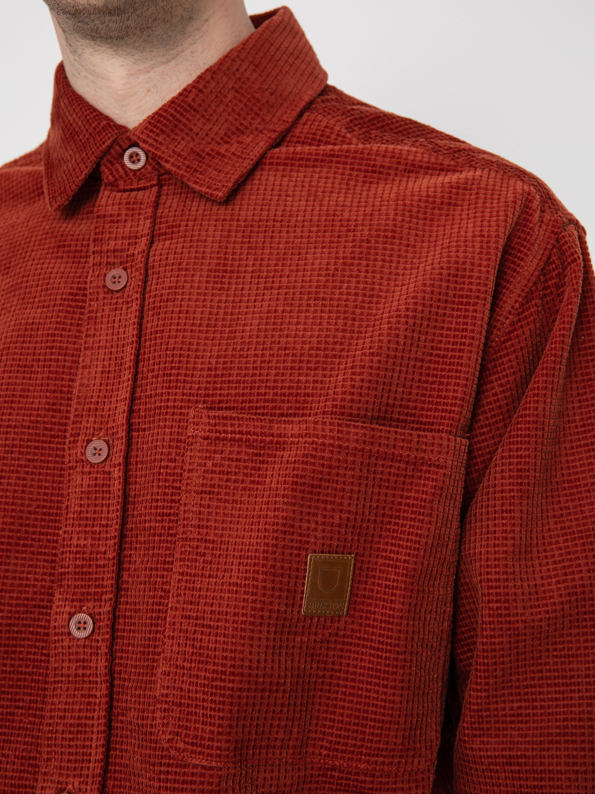 Brixton Porter Waffle Corduroy Ls Shirt (burnt henna)