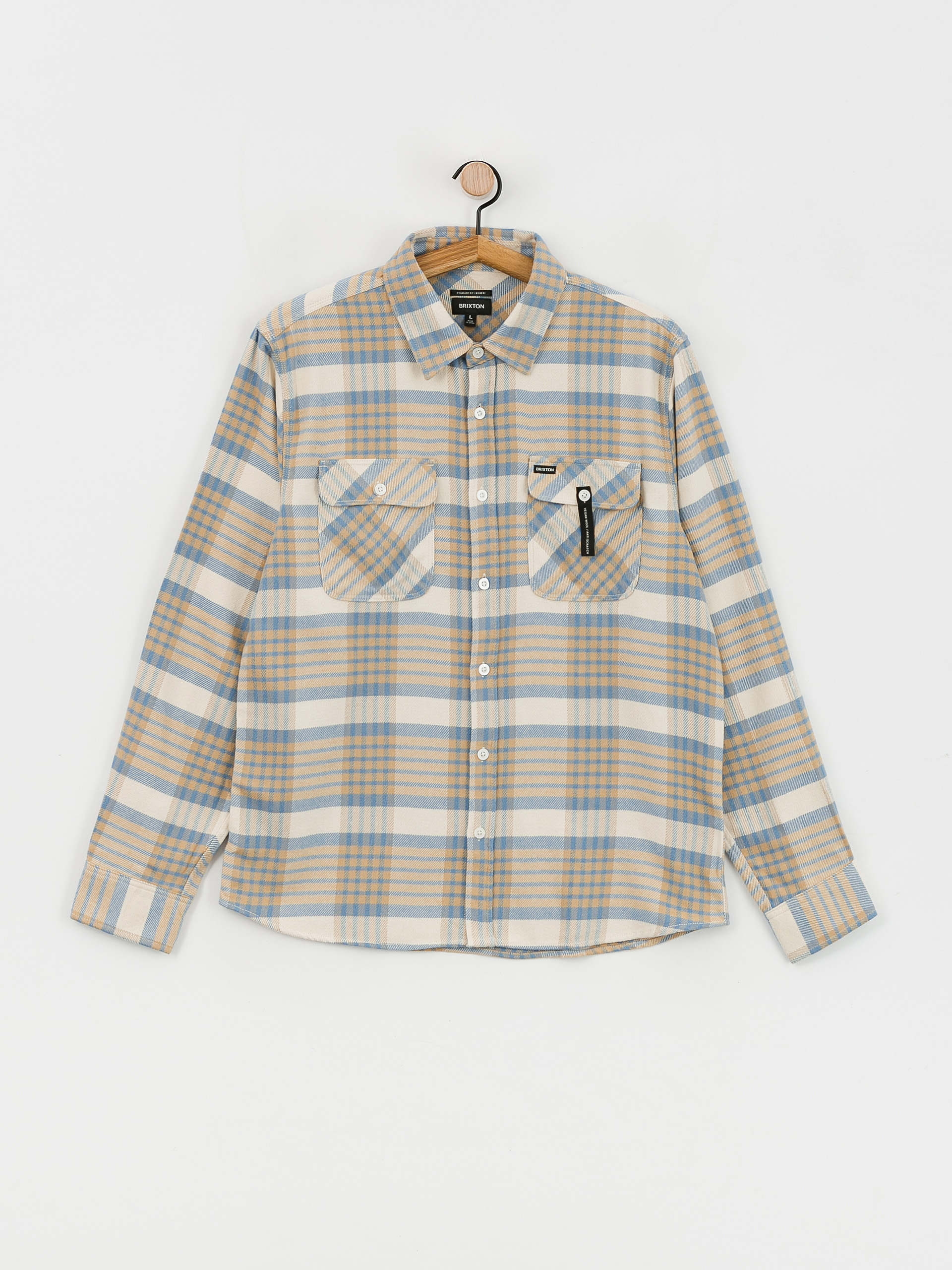 Brixton Bowery Flannel Ls Hemd (whitecap/sand/blue heaven)