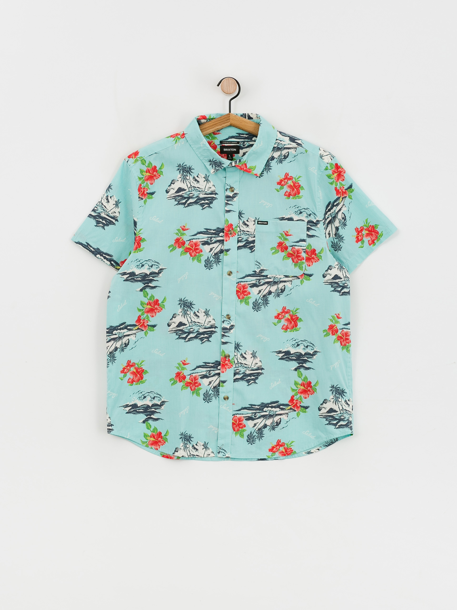 Brixton Charter Print Shirt (canal blue/paradise)