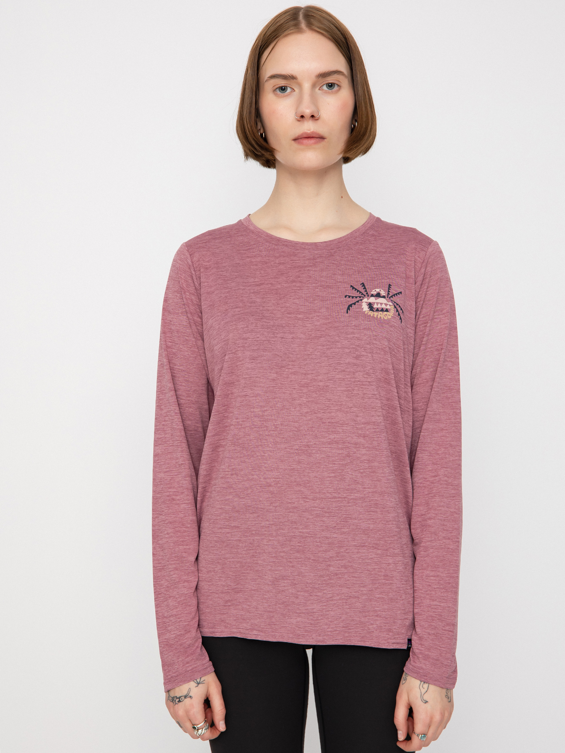 Patagonia Cap Cool Daily Graphic Shirt Longsleeve Wmn (across the trail/evening mauve x dye)