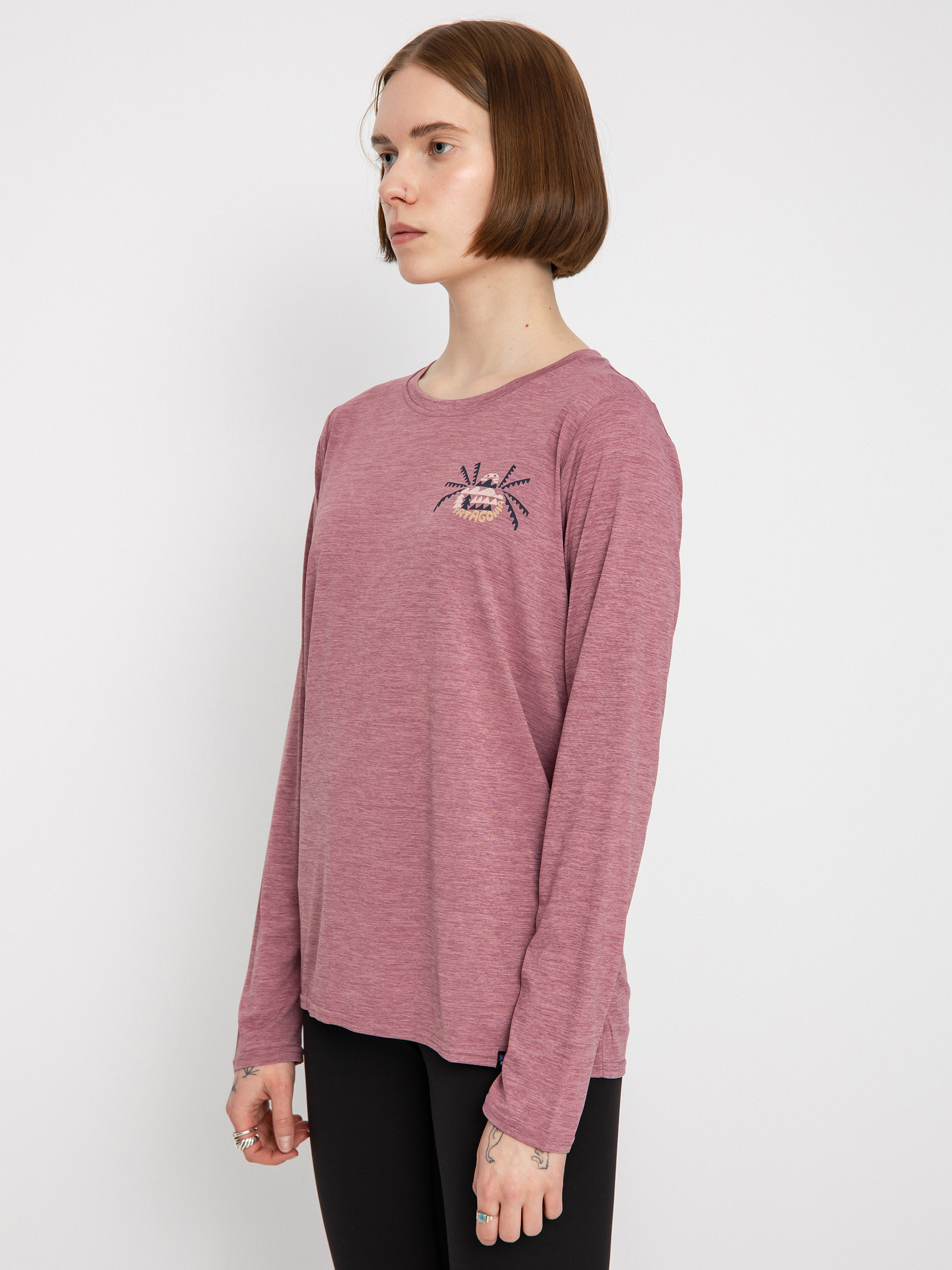 Patagonia Cap Cool Daily Graphic Shirt Longsleeve Wmn (across the trail/evening mauve x dye)