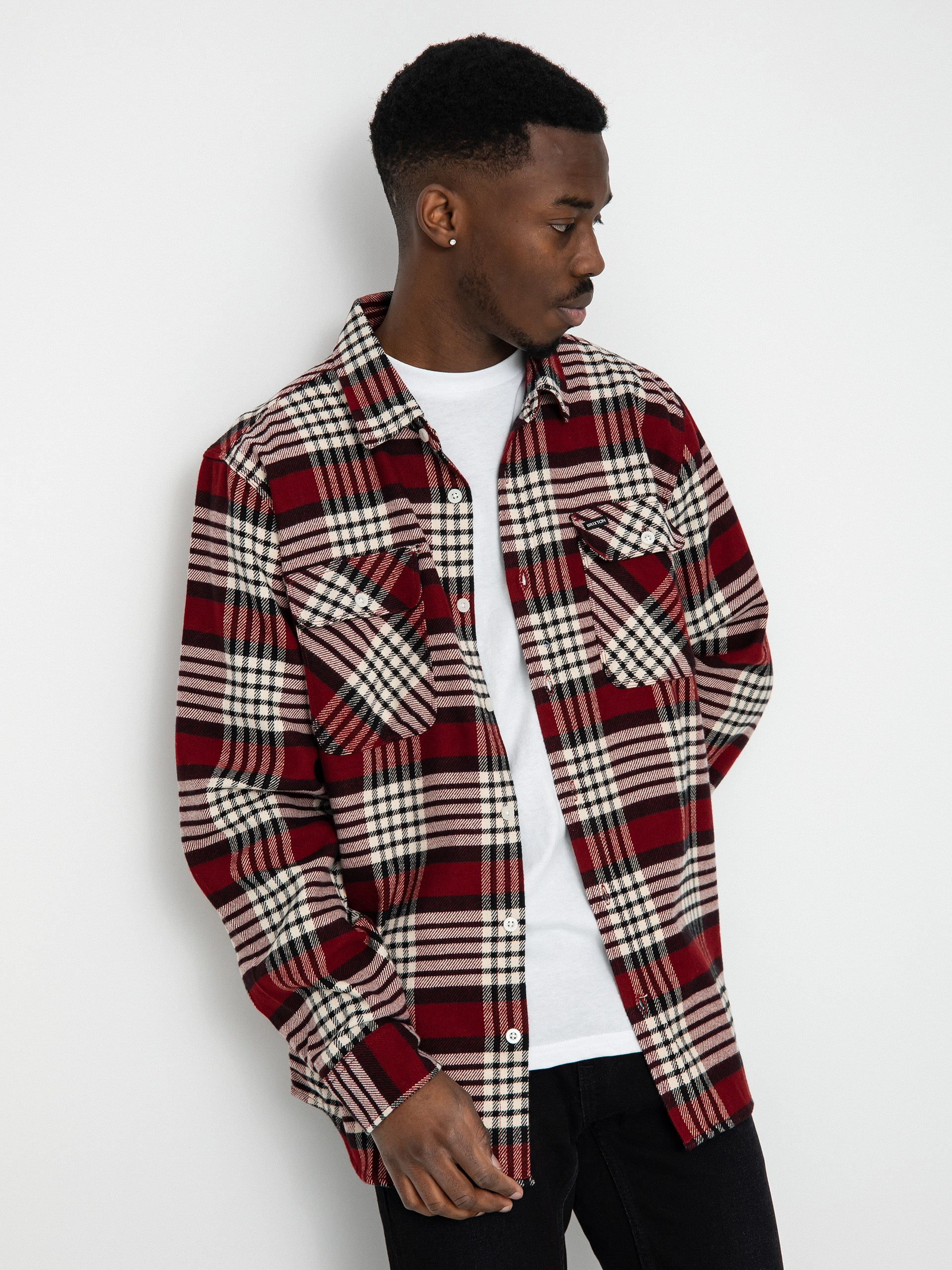 Brixton Bowery Flannel Ls Shirt (isalnd berry/whitecap/black)