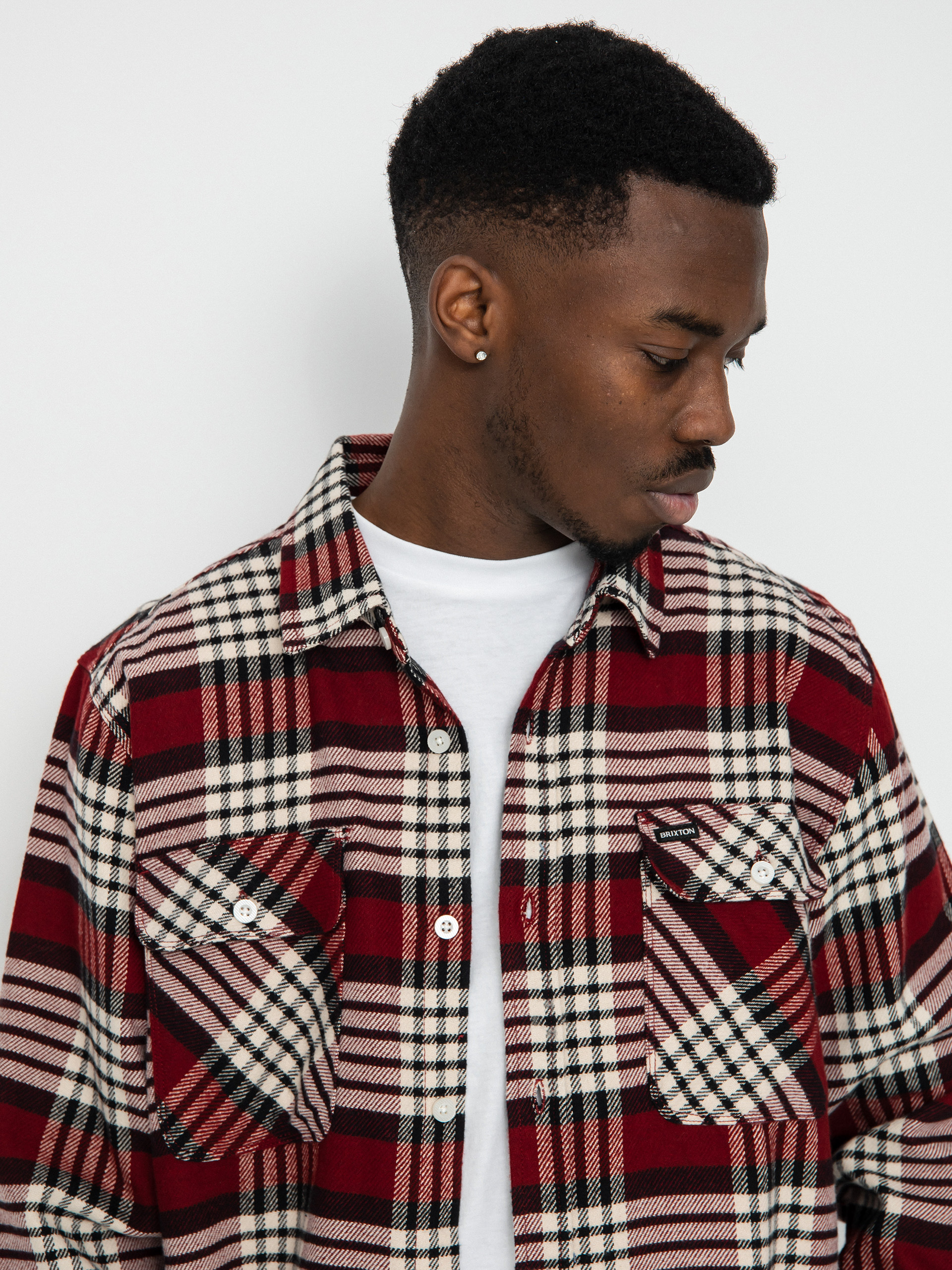 Brixton Bowery Flannel Ls Shirt (isalnd berry/whitecap/black)