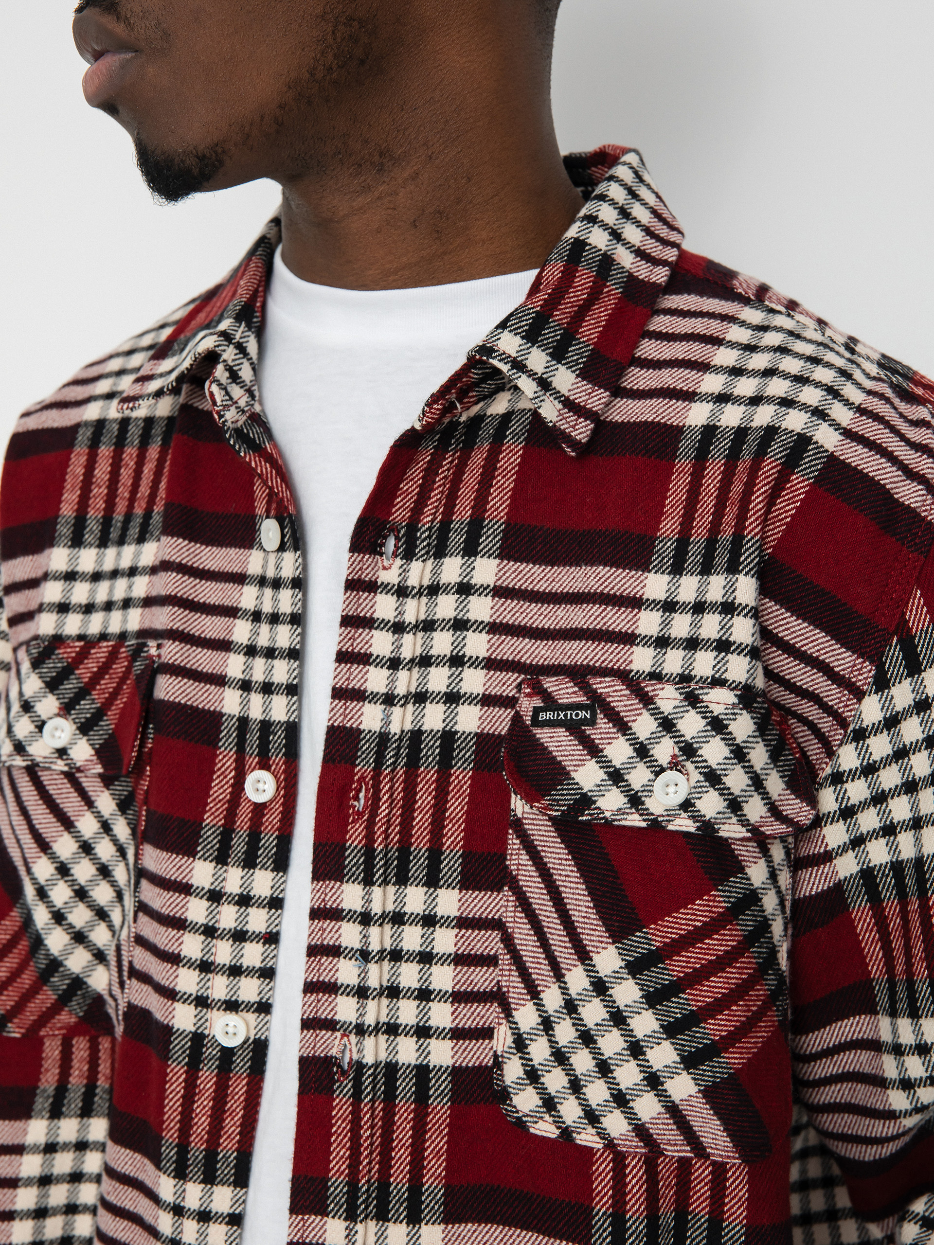 Brixton Bowery Flannel Ls Shirt (isalnd berry/whitecap/black)