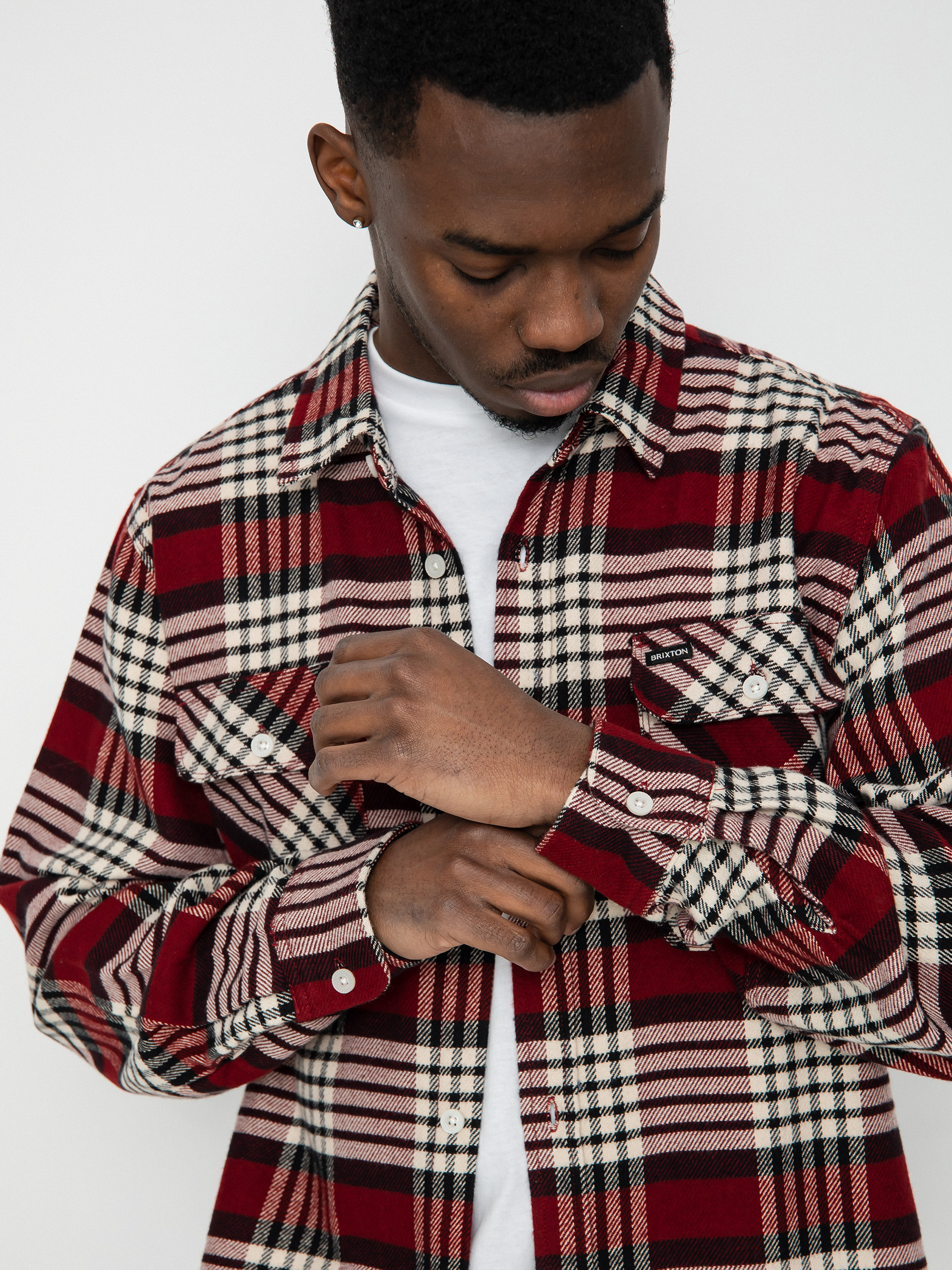 Brixton Bowery Flannel Ls Shirt (isalnd berry/whitecap/black)