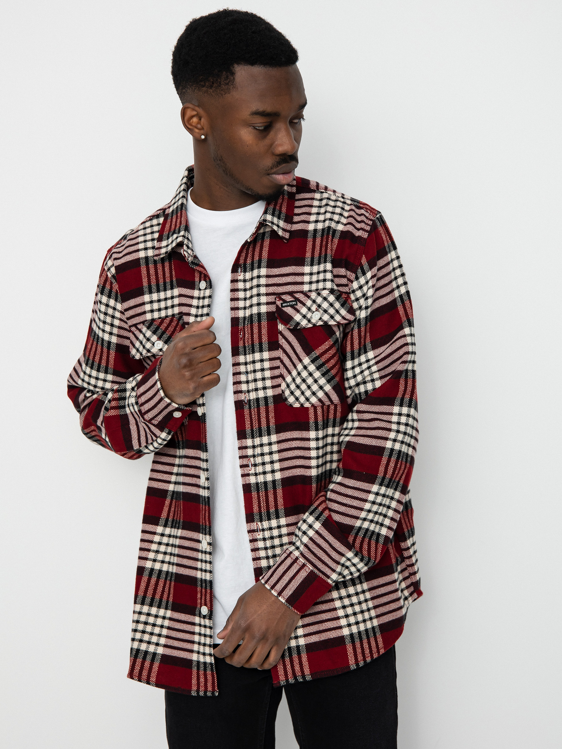 Brixton Bowery Flannel Ls Shirt (isalnd berry/whitecap/black)