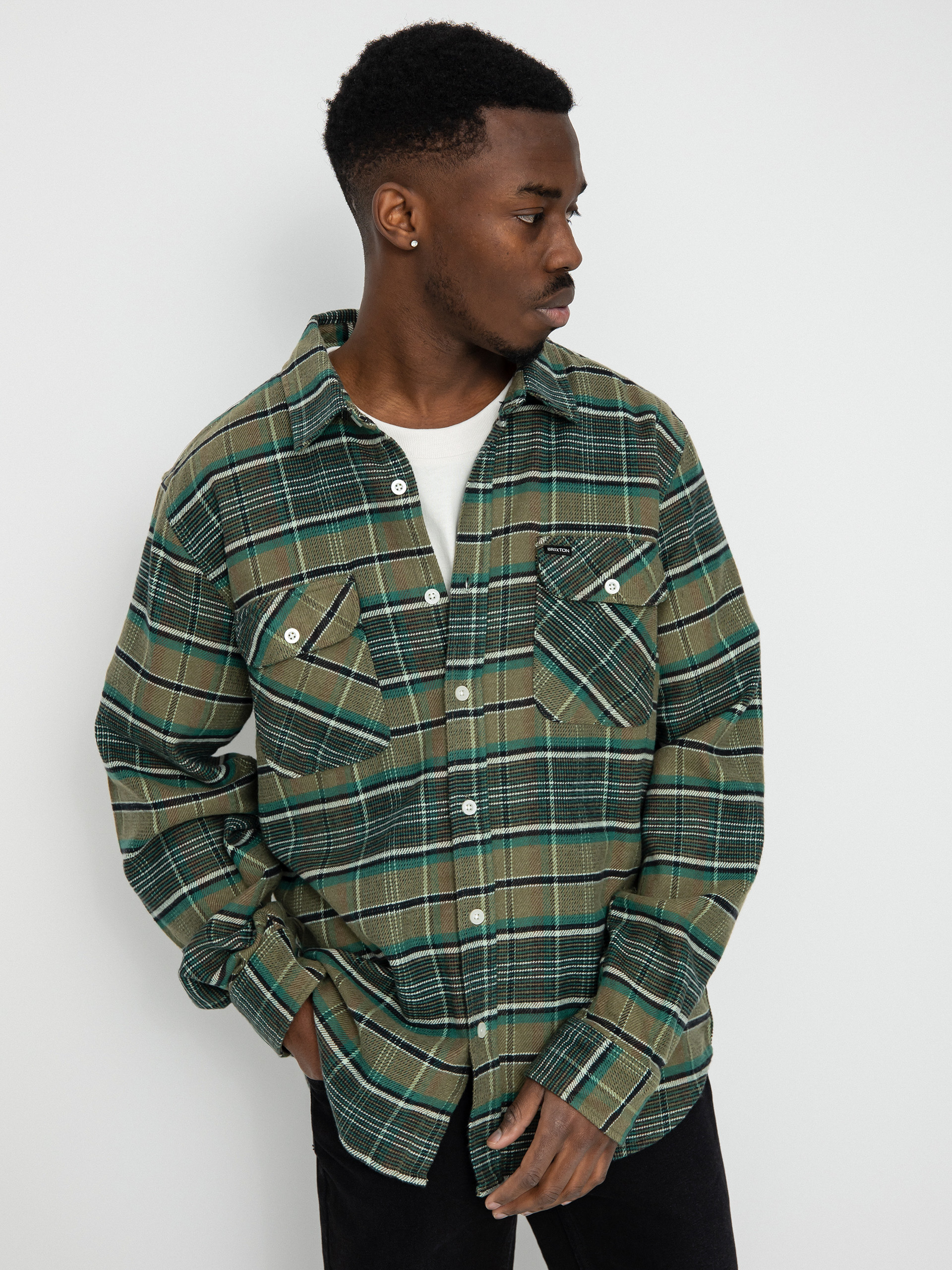 brixton bowery stretch flannel