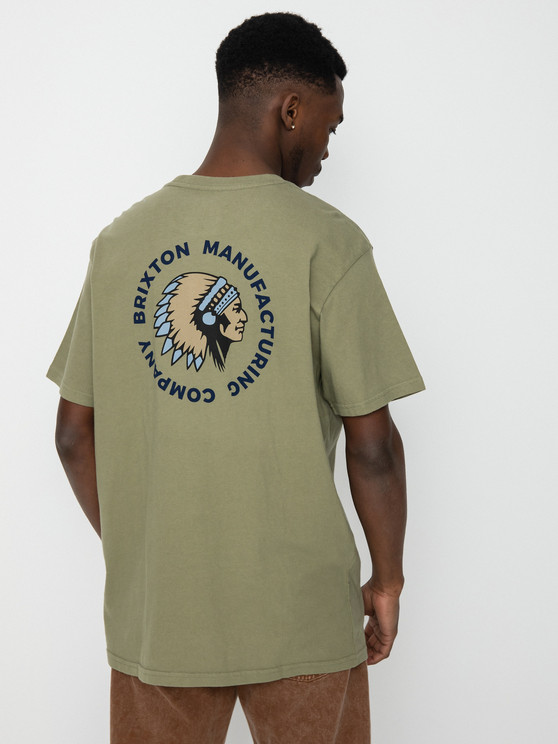 Brixton Rival Stamp T-shirt (olive surplus/dusty blue garme)