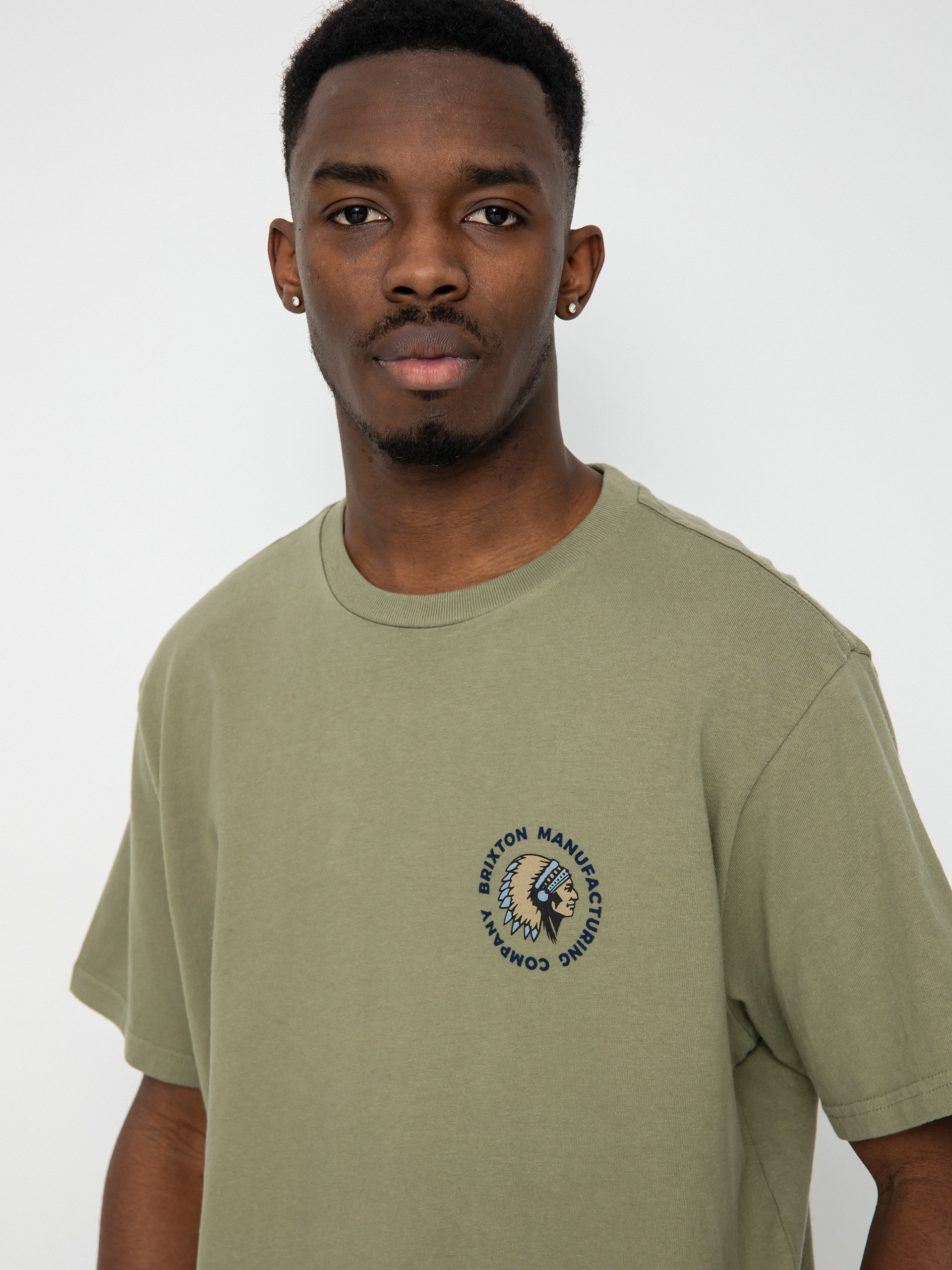 Brixton Rival Stamp T-shirt (olive surplus/dusty blue garme)