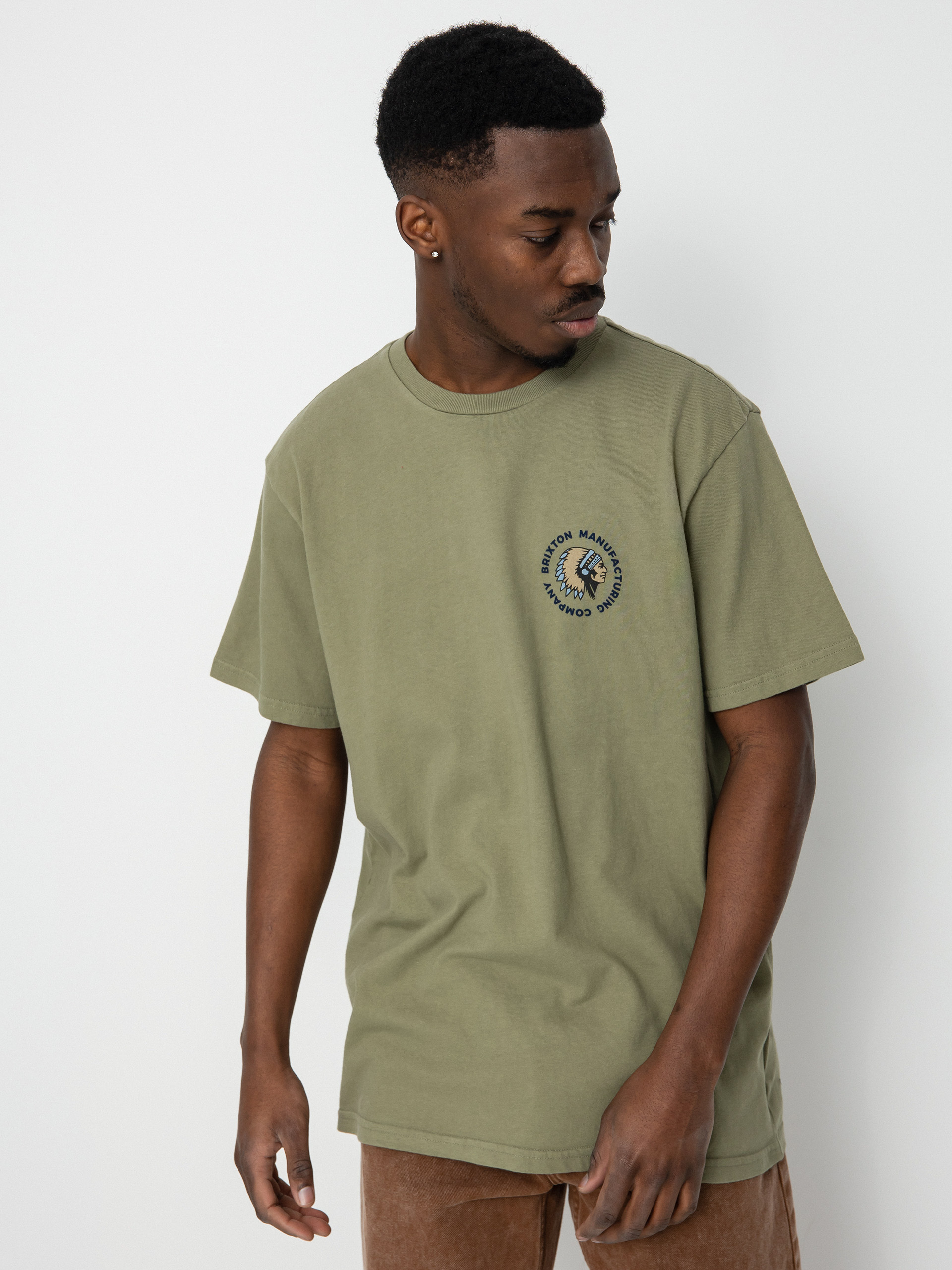 Brixton Rival Stamp T-shirt (olive surplus/dusty blue garme)