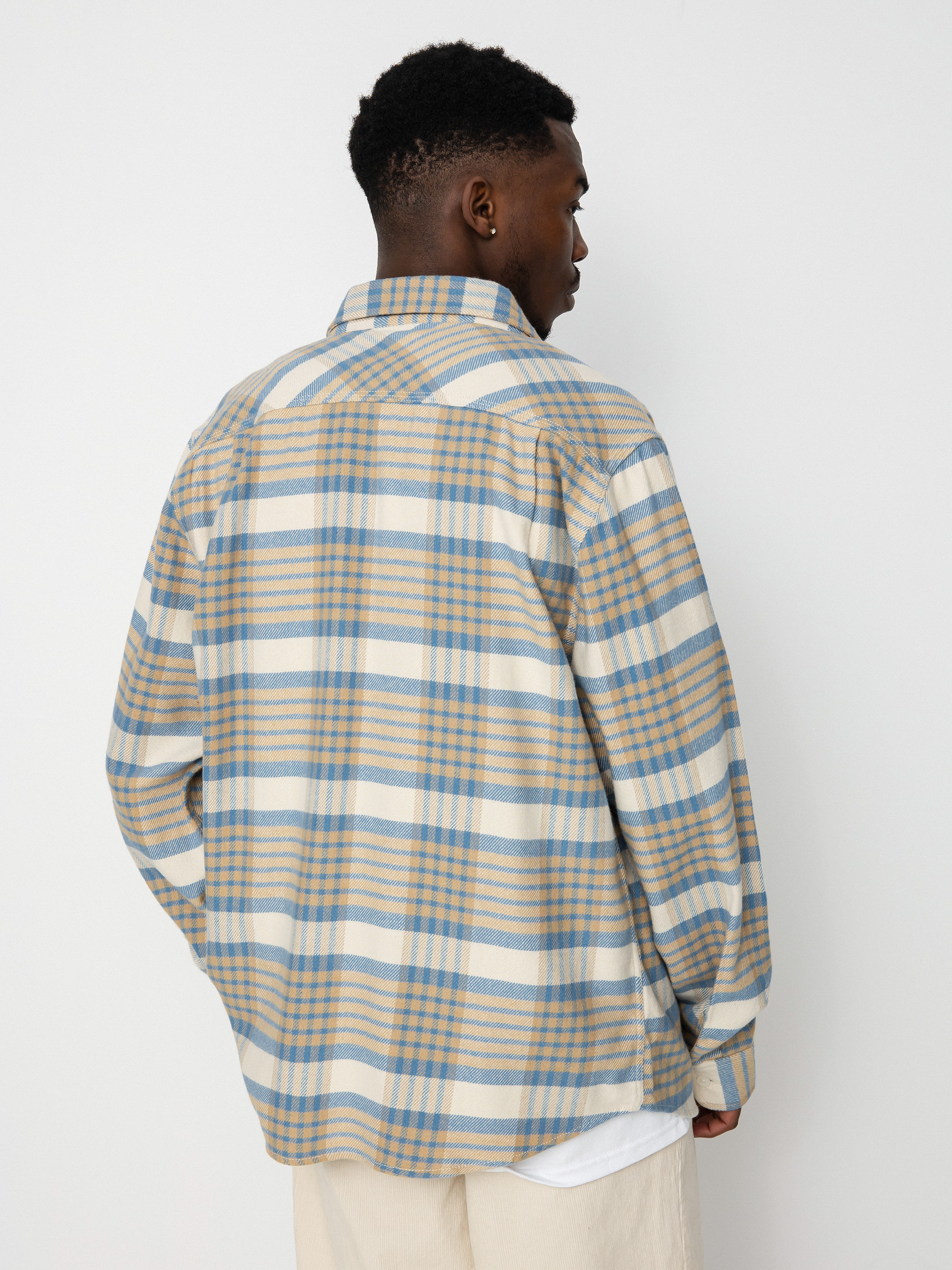 Brixton Bowery Flannel Ls Hemd (whitecap/sand/blue heaven)