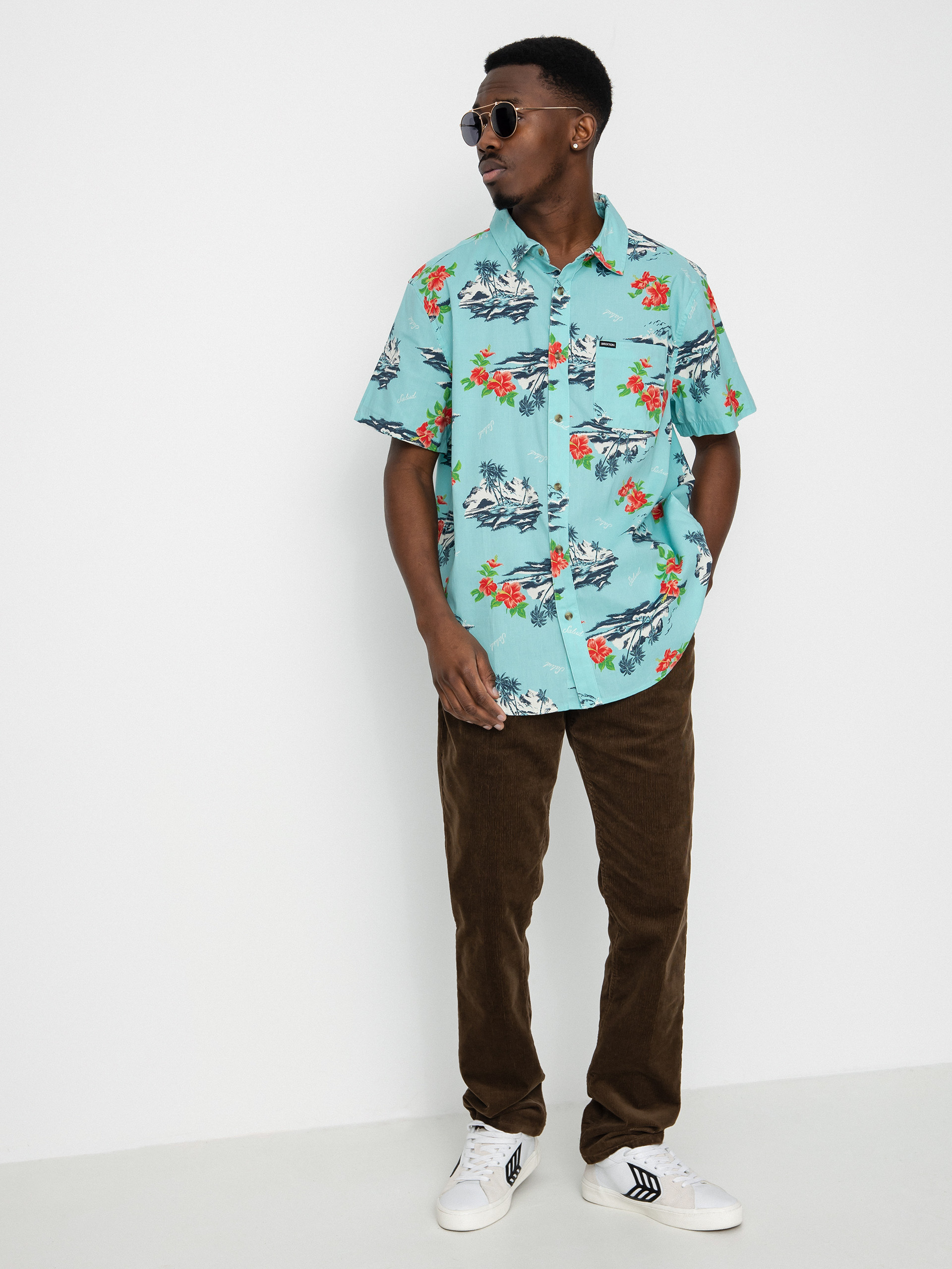 Brixton Charter Print Hemd (canal blue/paradise)