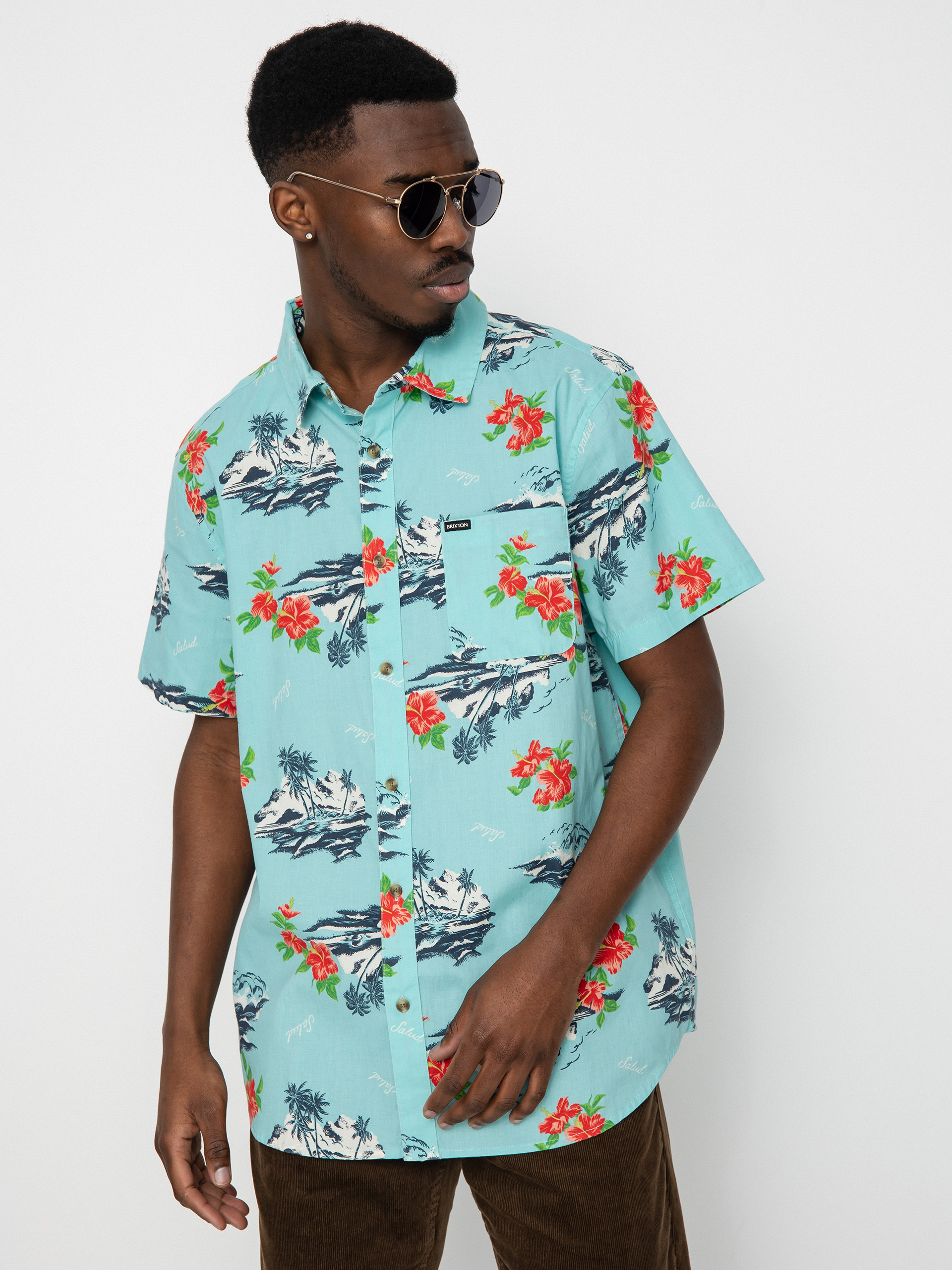 Brixton Charter Print Hemd (canal blue/paradise)