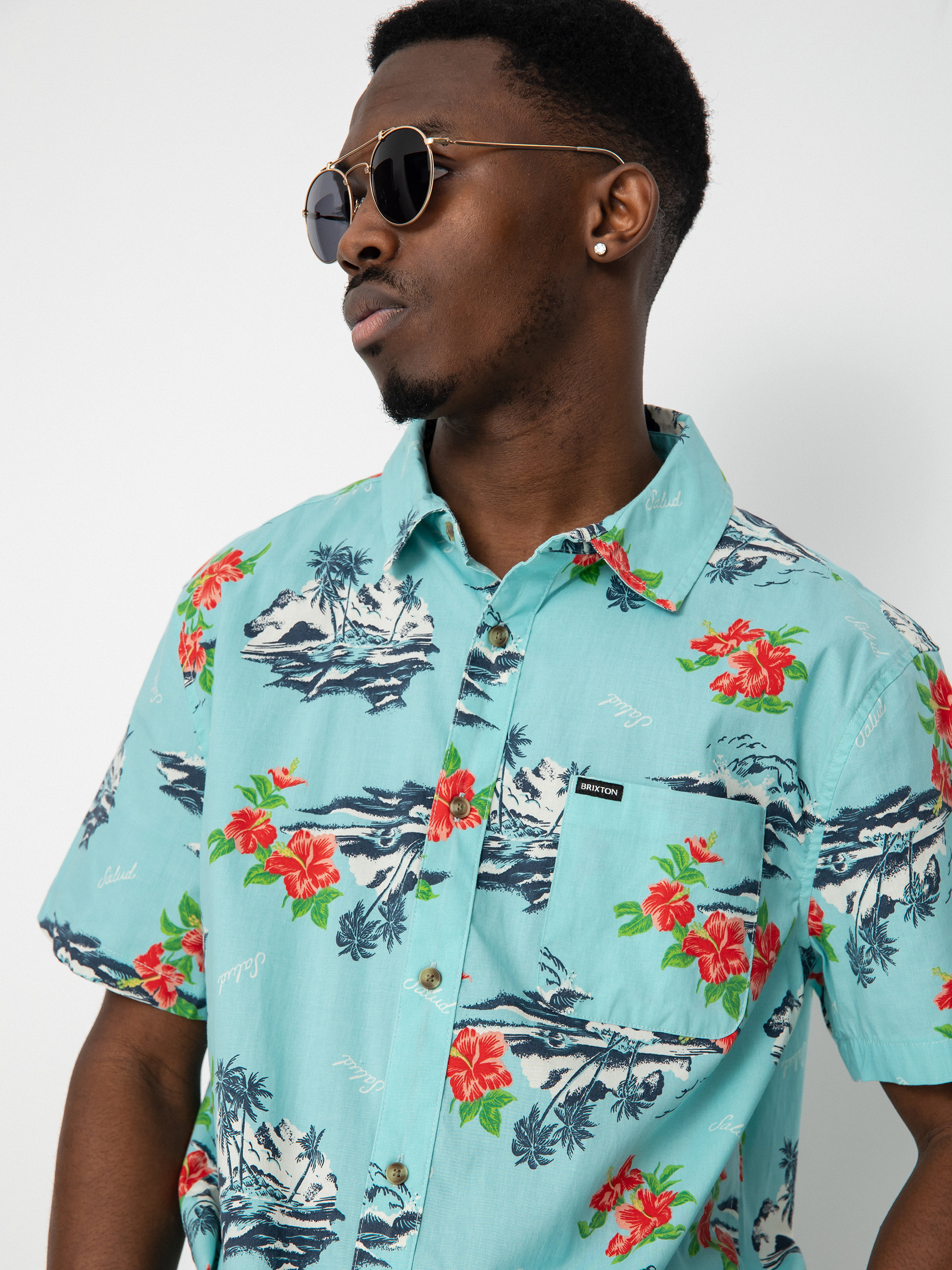 Brixton Charter Print Hemd (canal blue/paradise)