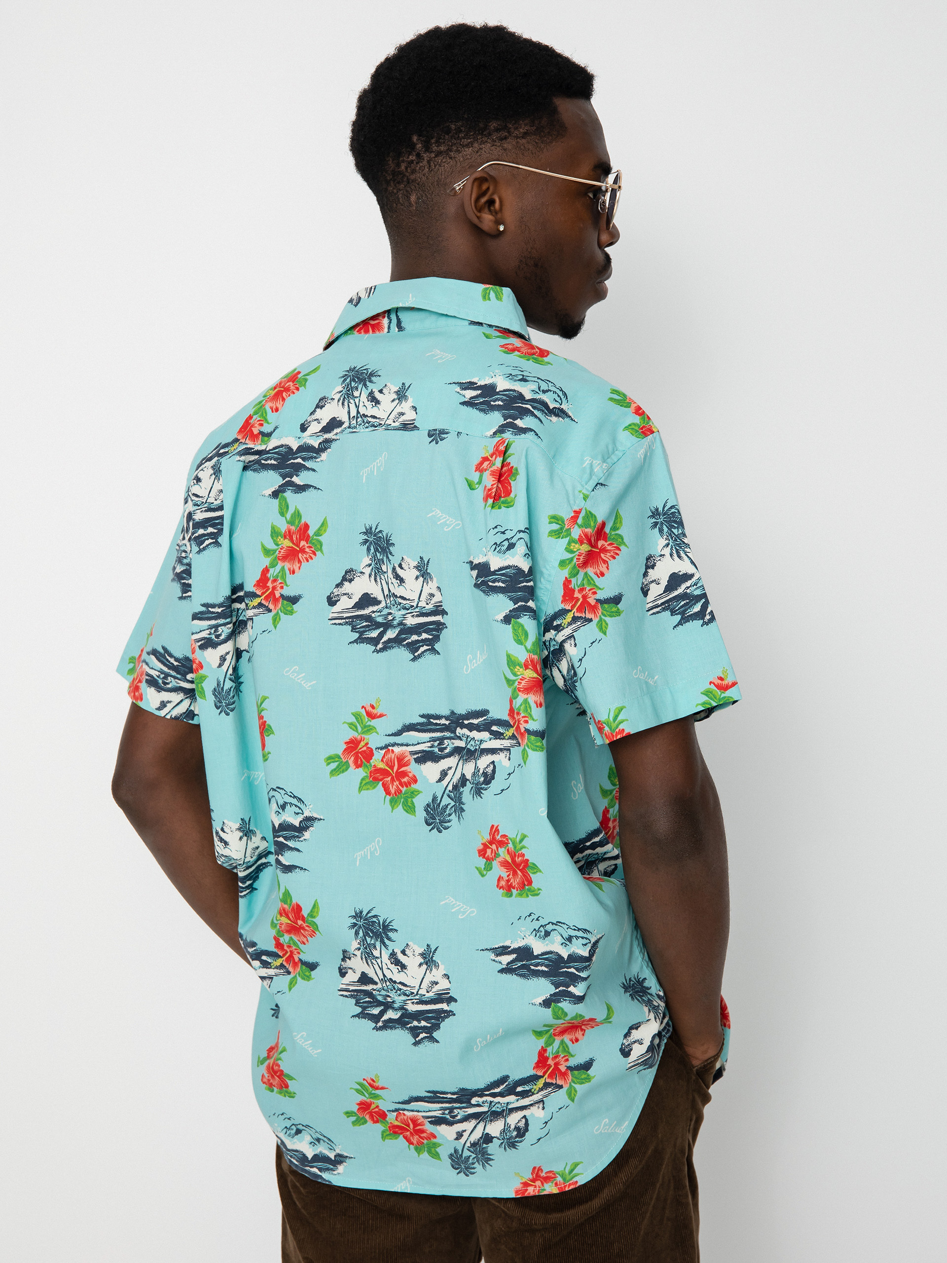 Brixton Charter Print Shirt (canal blue/paradise)