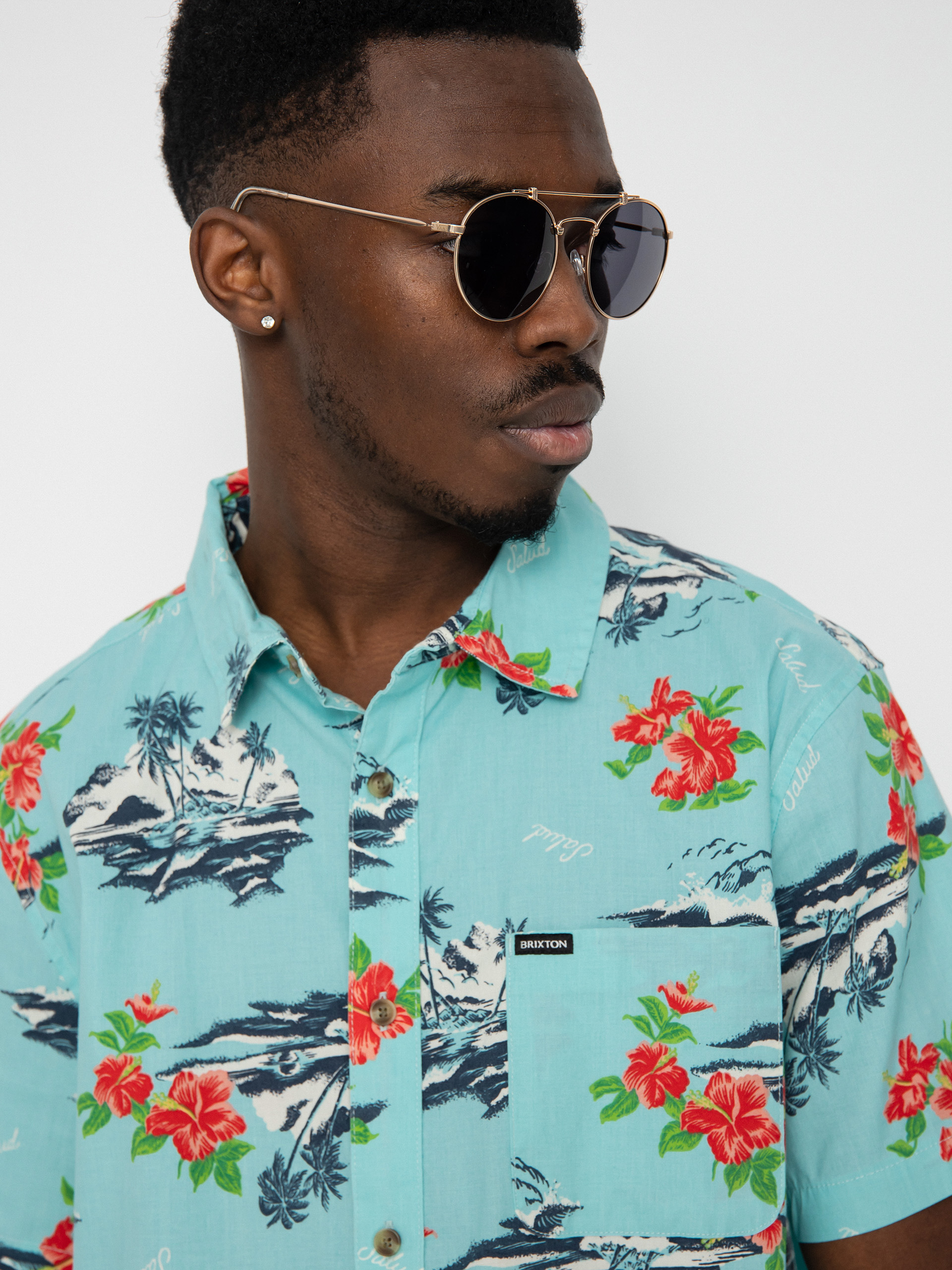 Brixton Charter Print Hemd (canal blue/paradise)