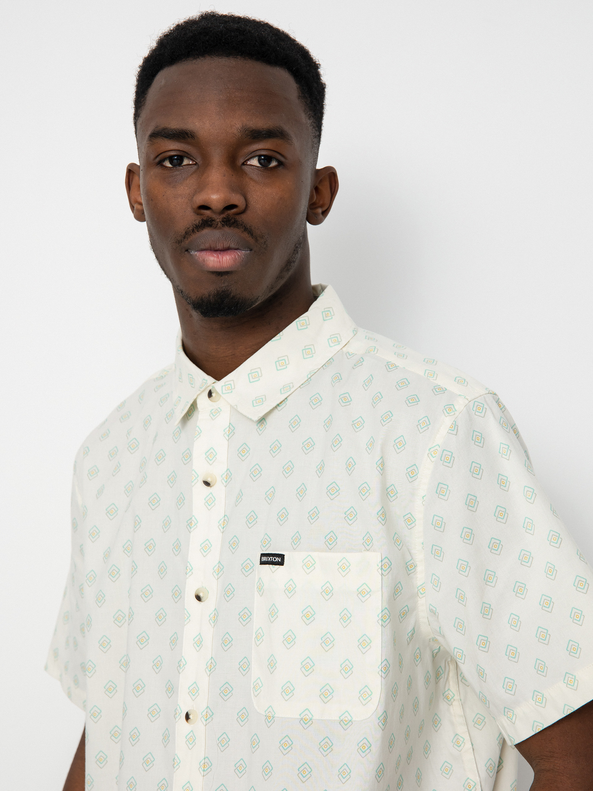 Brixton Charter Print Hemd (off white/jade geo)