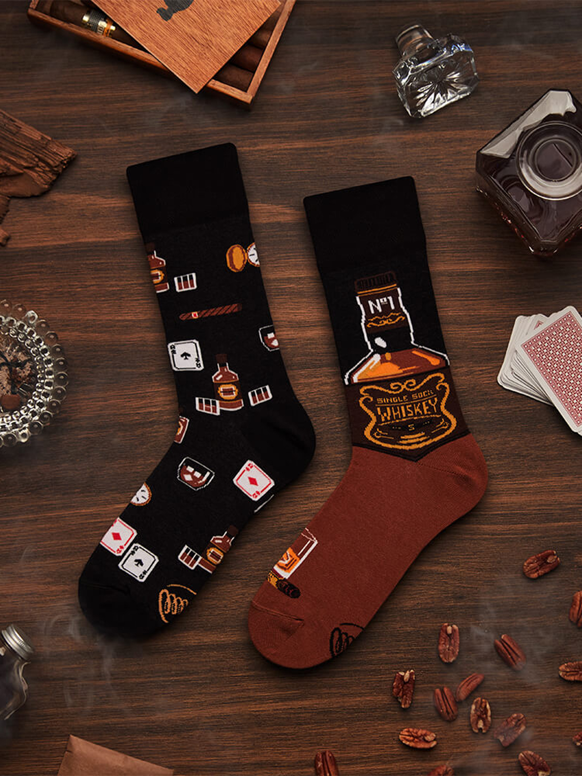 Many Mornings Whisky Socks (black/brown/yellow)
