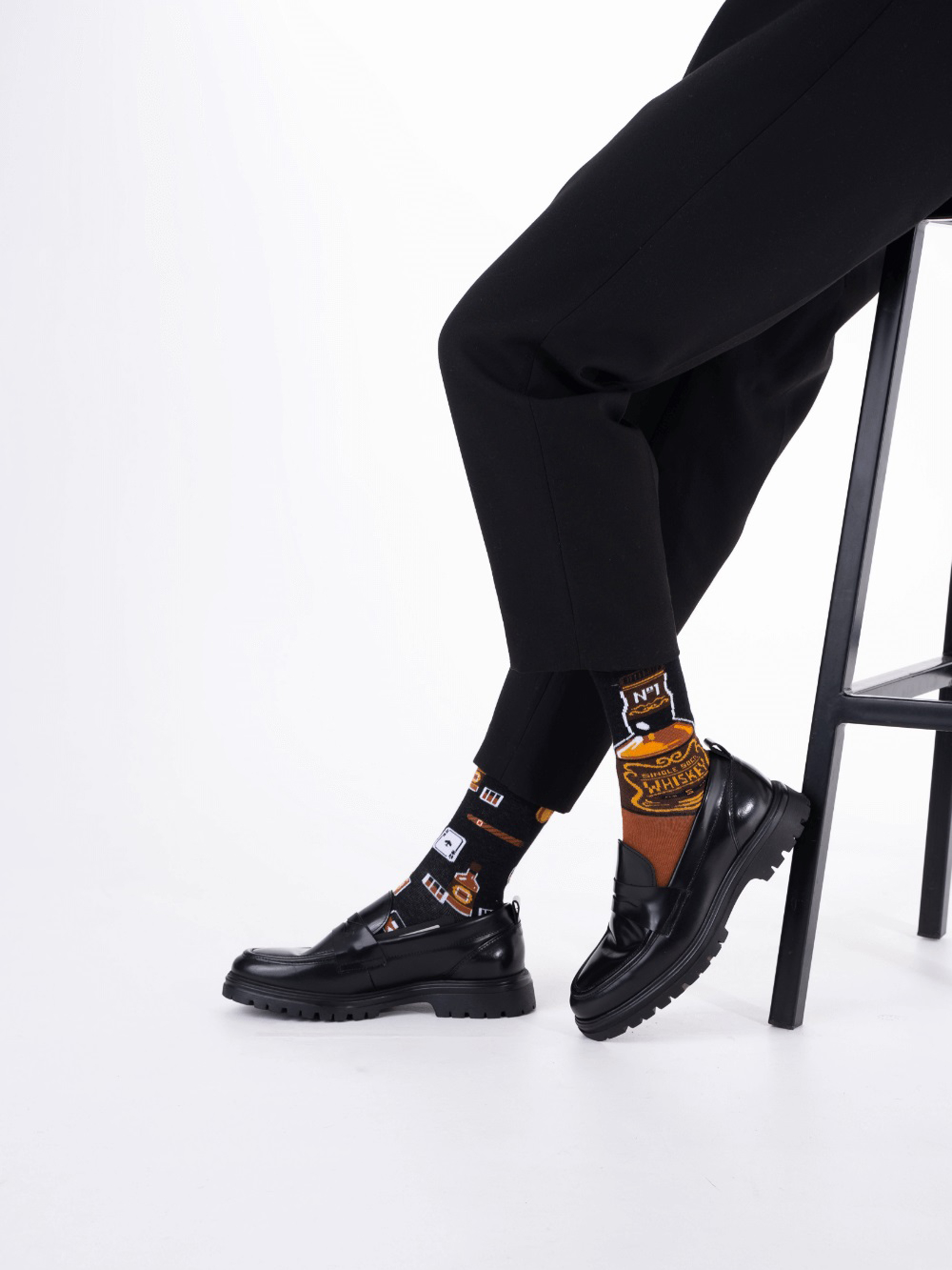 Many Mornings Whisky Socks (black/brown/yellow)