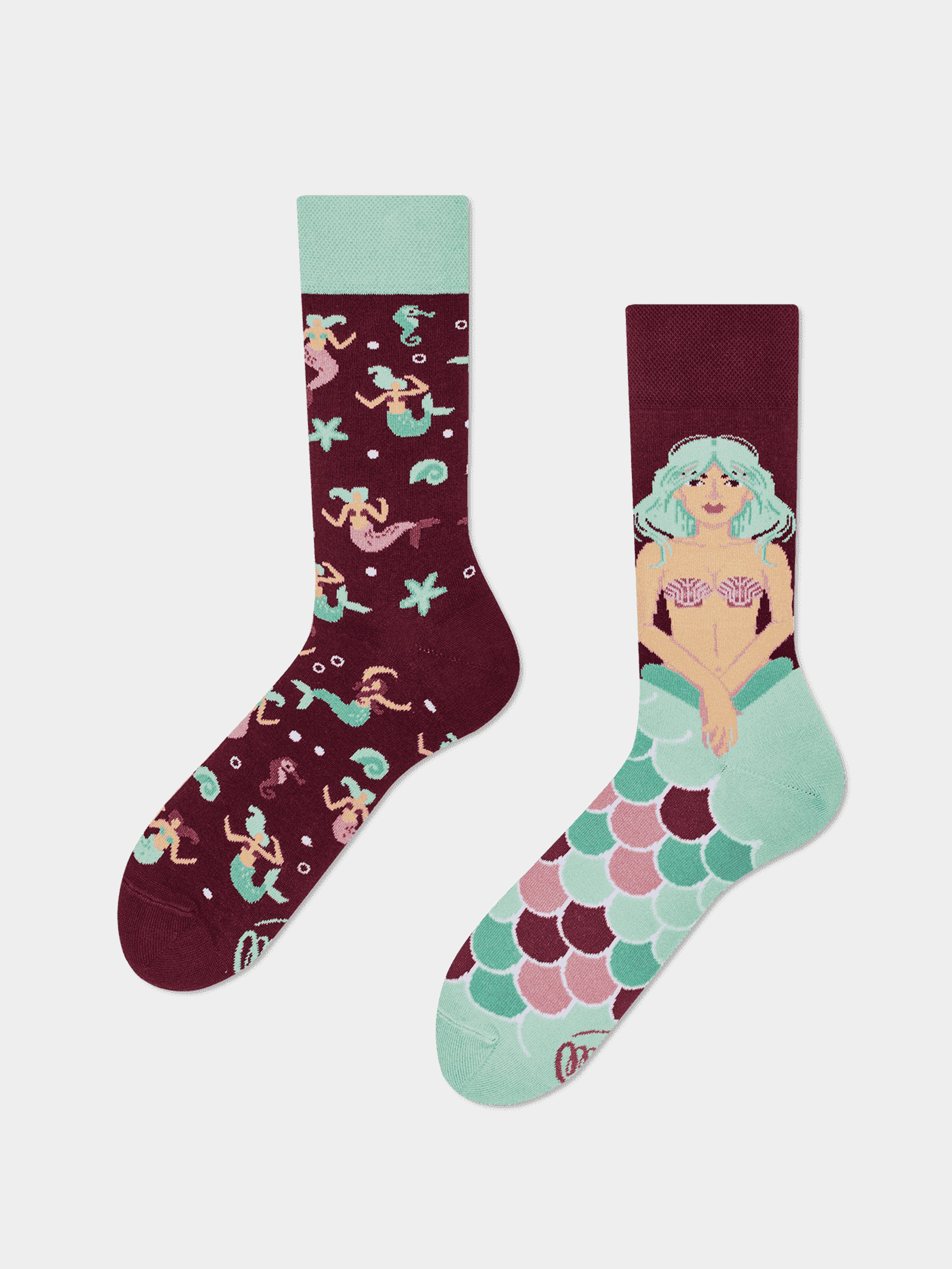 Many Mornings Mystic Mermaid Socks (burgundy/blue)