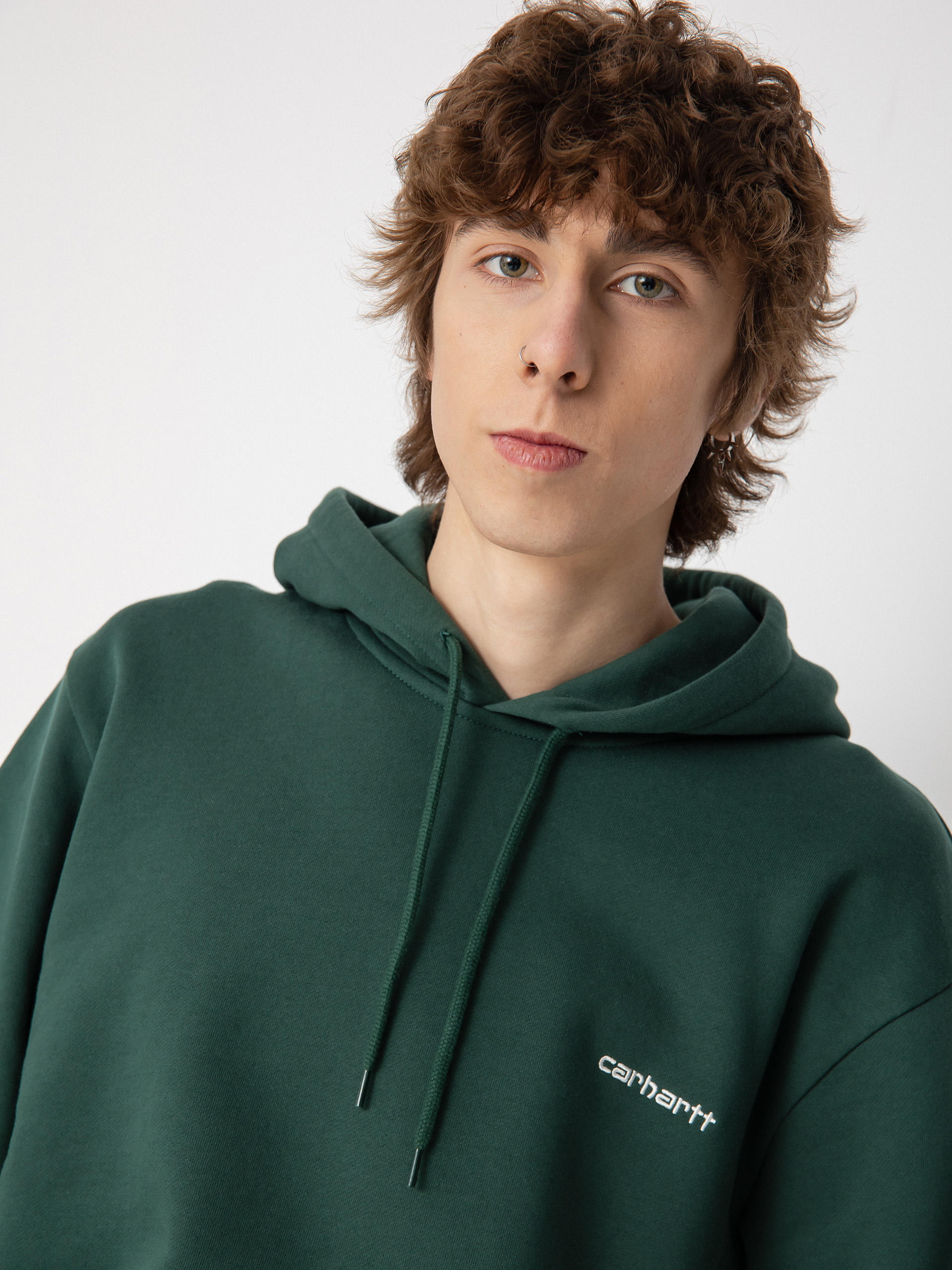 Carhartt WIP Script Embroidery HD Hoodie (treehouse/white)