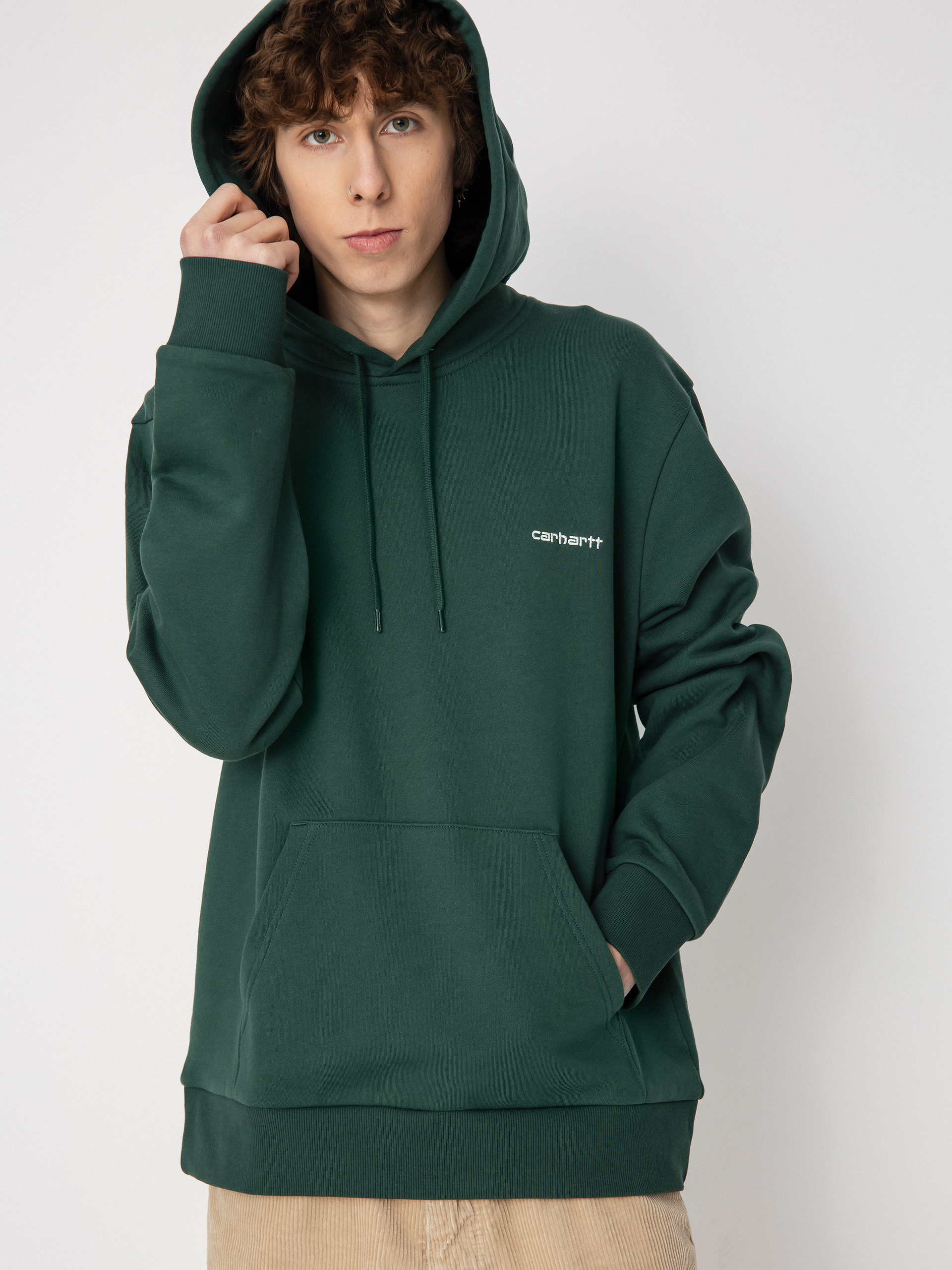 Carhartt WIP Script Embroidery HD Hoodie (treehouse/white)