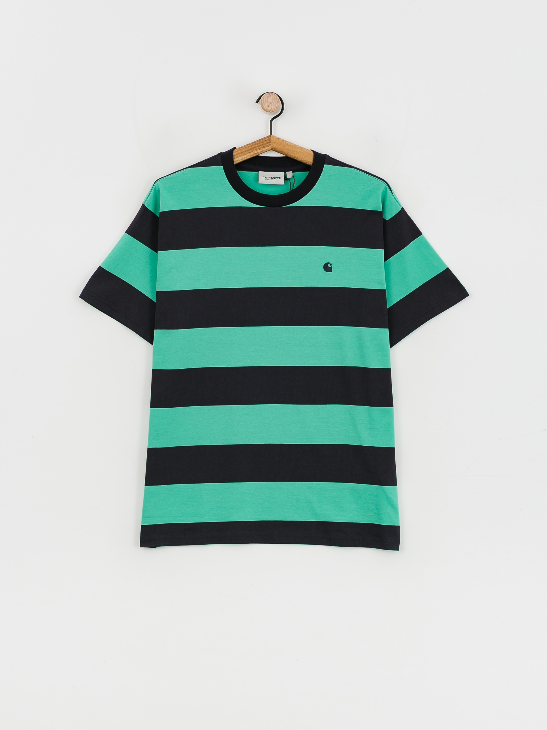 Carhartt WIP Dampier Tshirt (dampier stripe dark navy/aqua green)