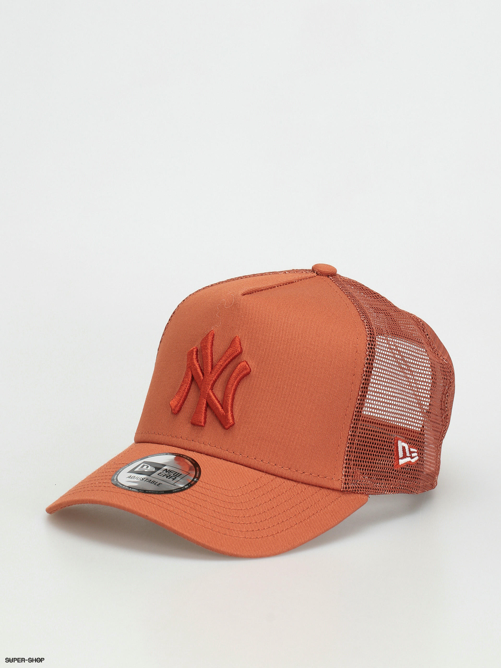 Shop New Era MLB NY Yankees Mesh Trucker Cap in Orange