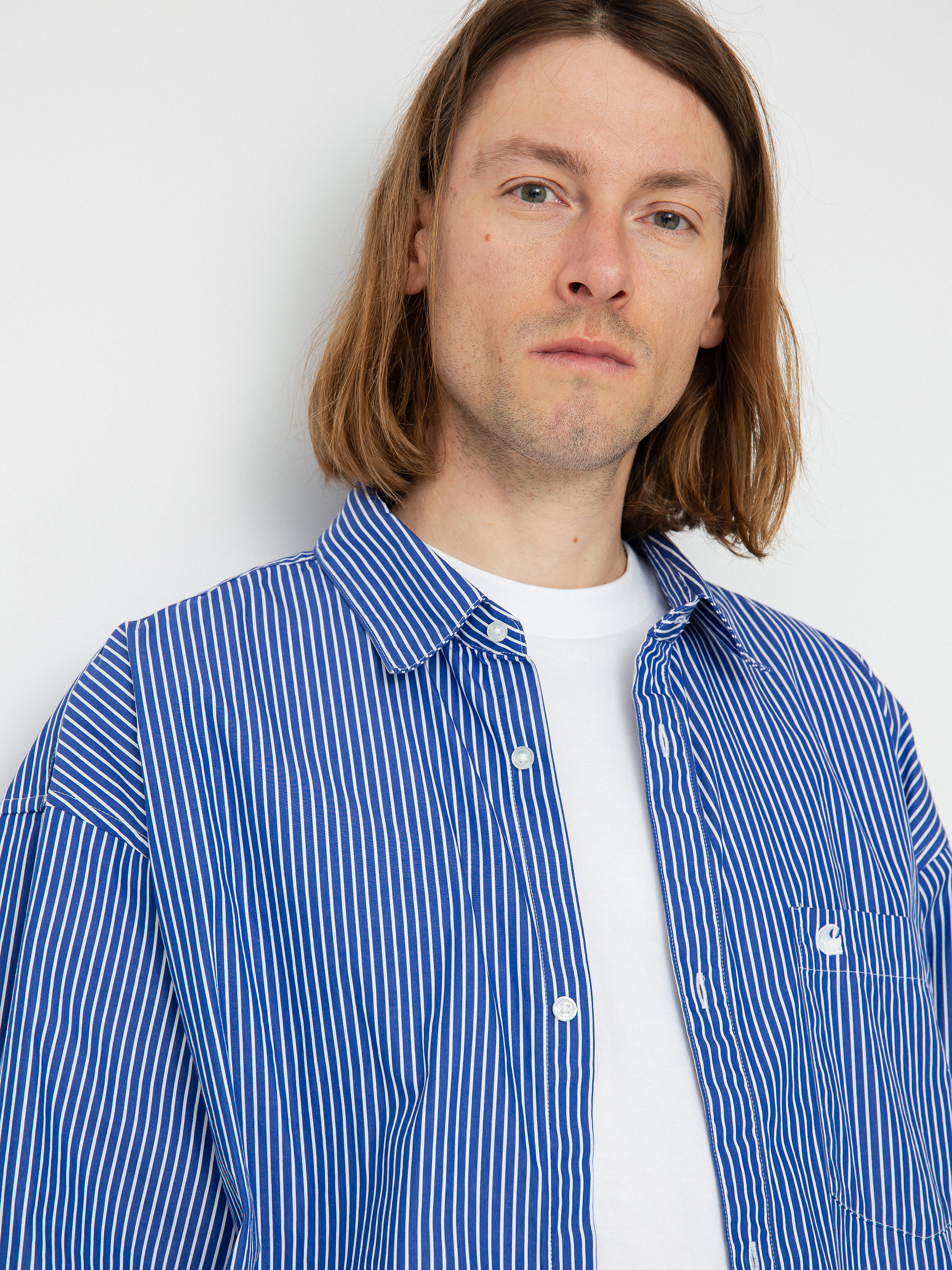 Carhartt WIP Drake Shirt - blue (drake stripe lazurite/white)