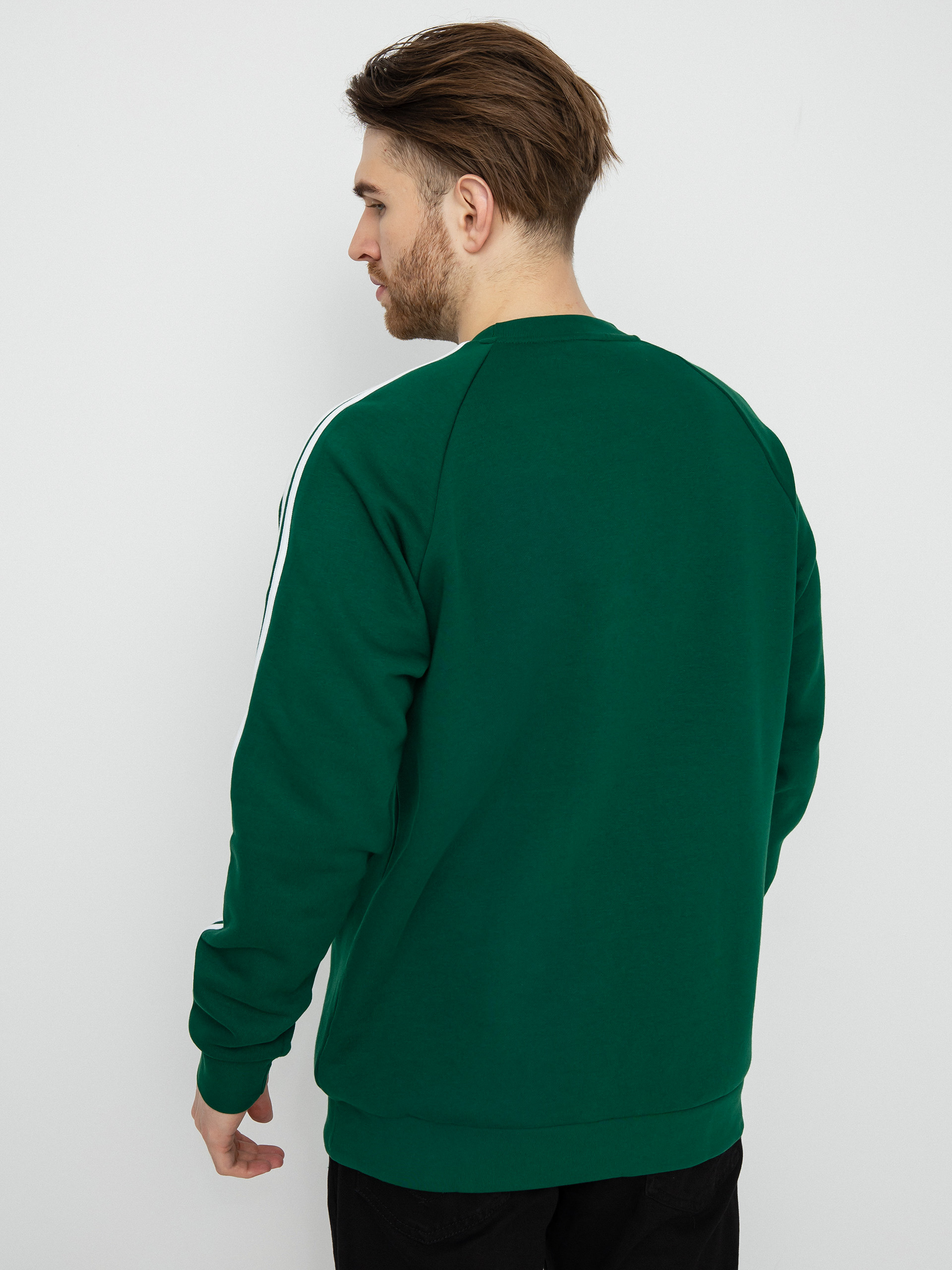 Adidas originals green 3-stripe sweatshirt hotsell