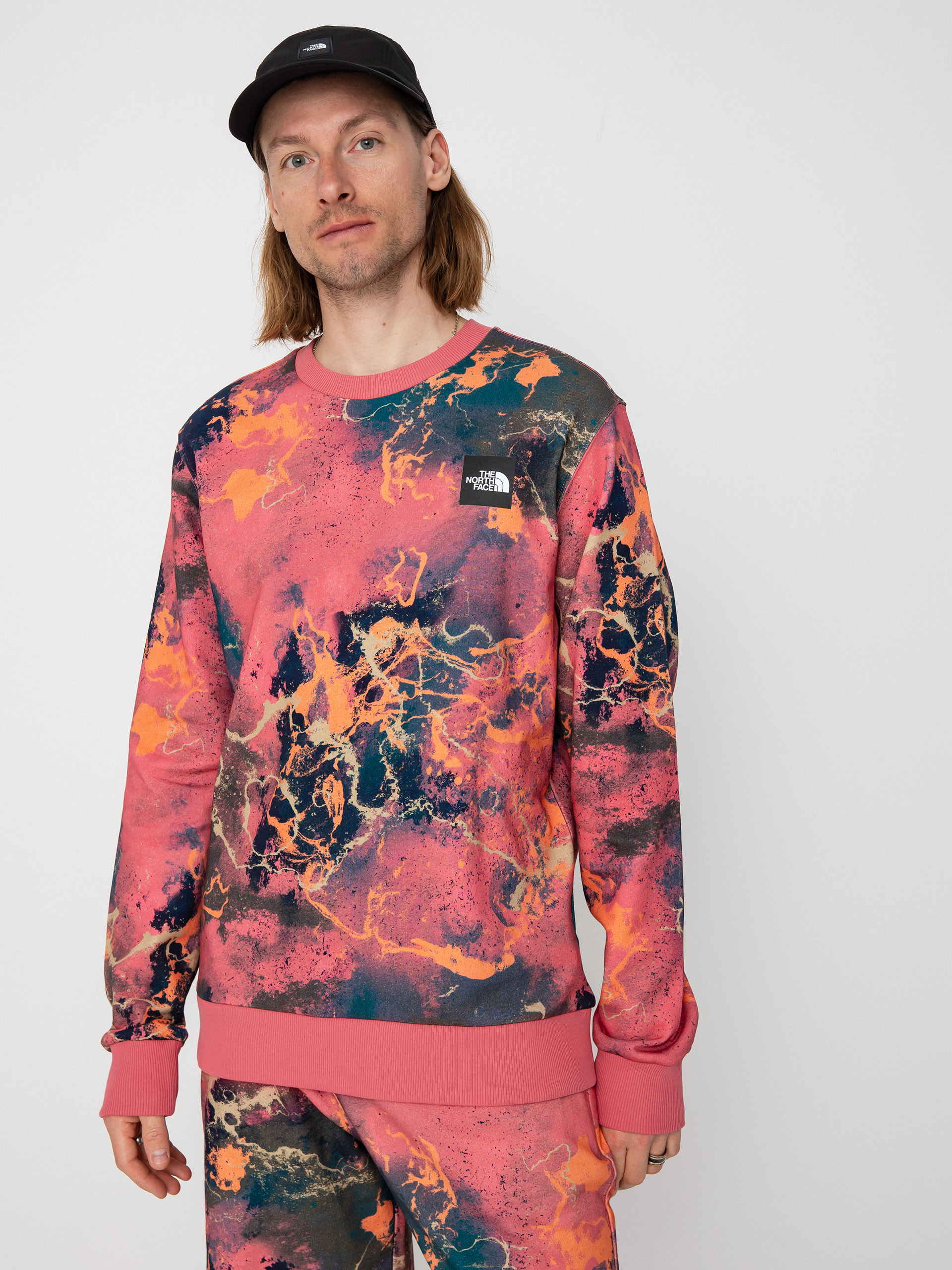 The North Face Summer Logo Crew Hoodie (cosmo pink tnf distort print)