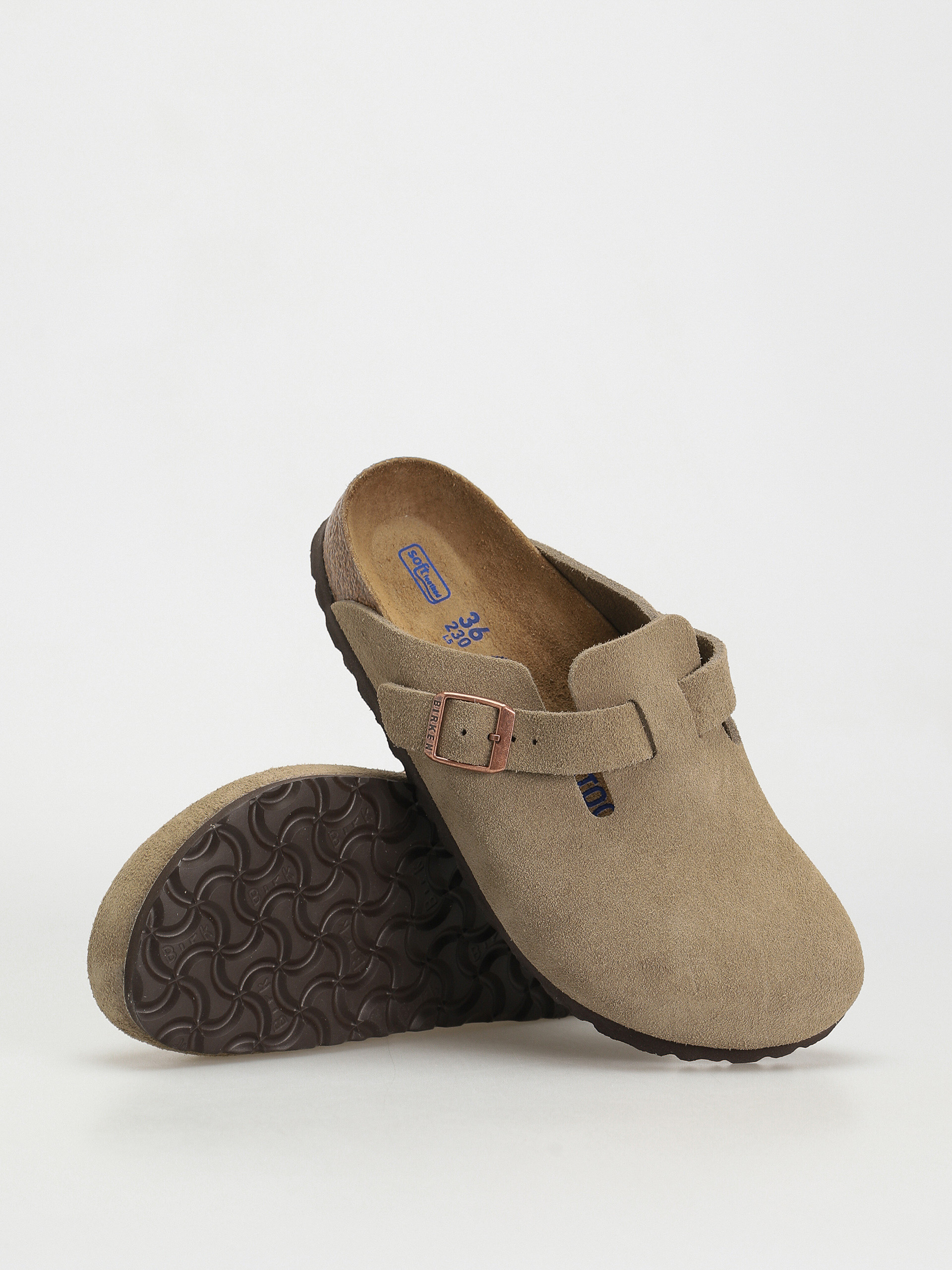 Birkenstock Boston Soft Footbed Suede Leather Narrow (taupe)