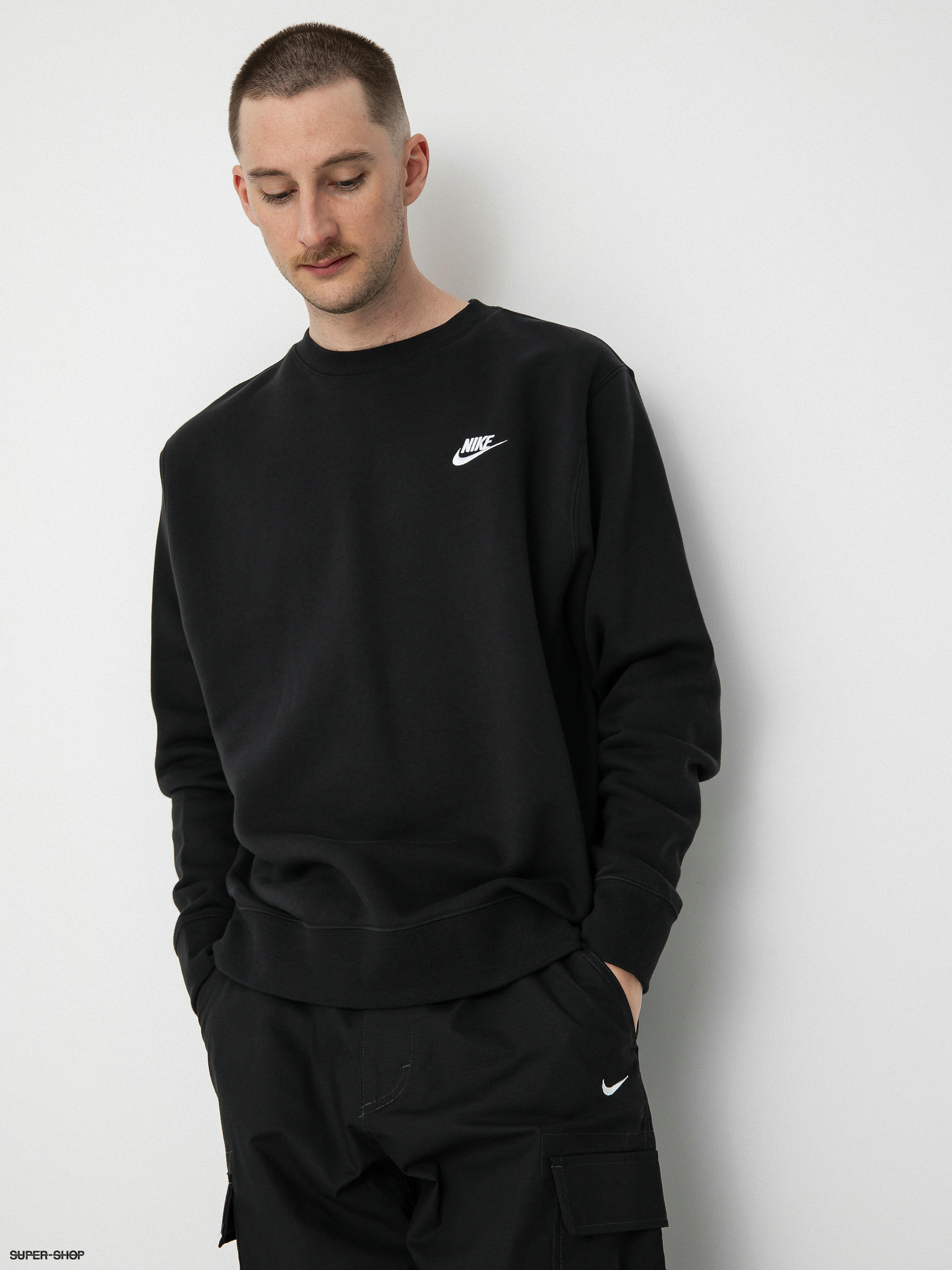 Nike club black outlet sweatshirt