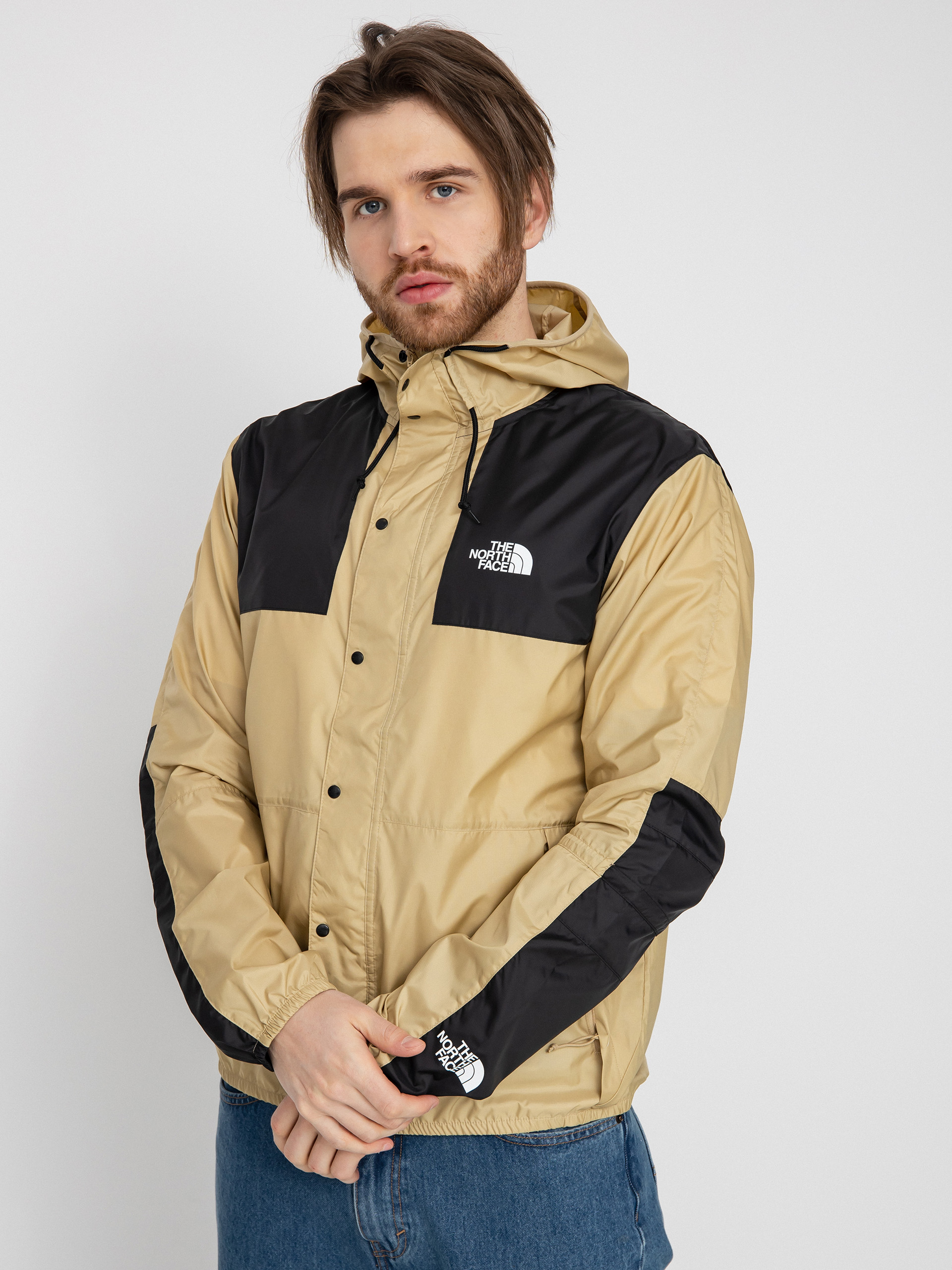 Khaki and black north face jacket best sale