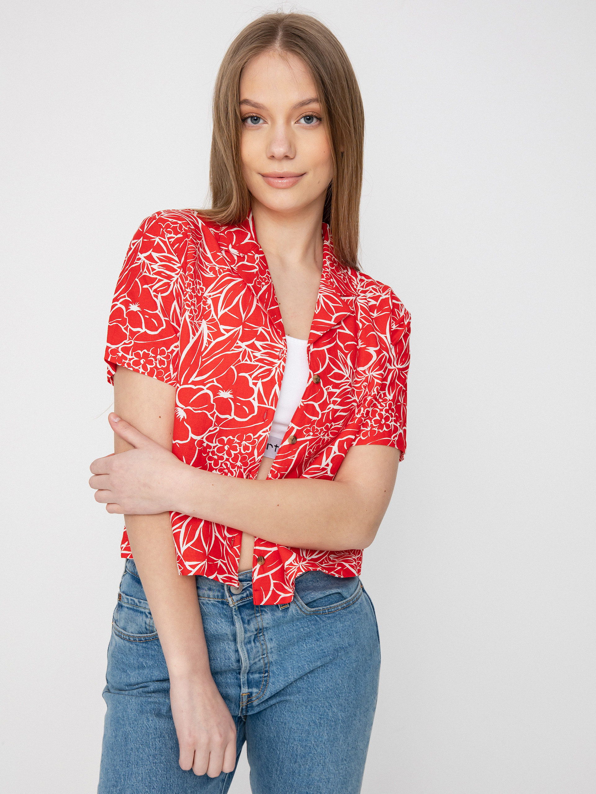 Brixton Indo Linen Shirt Wmn (aloha red)