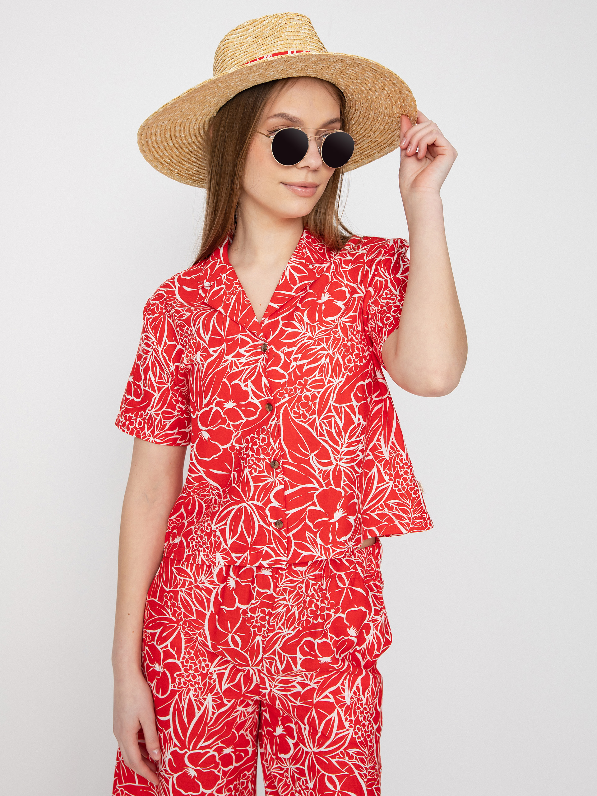 Brixton Indo Linen Shirt Wmn (aloha red)