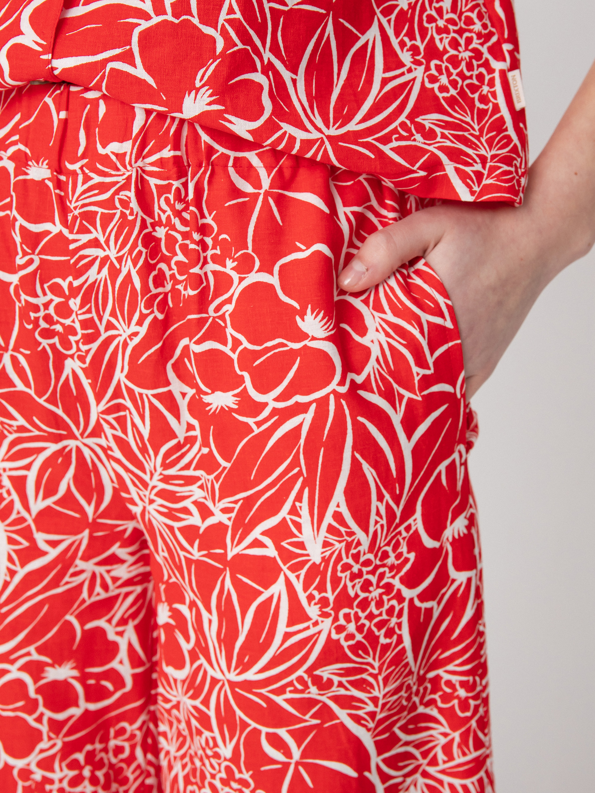 Brixton Indo Linen Wide Leg Hose Wmn (aloha red)